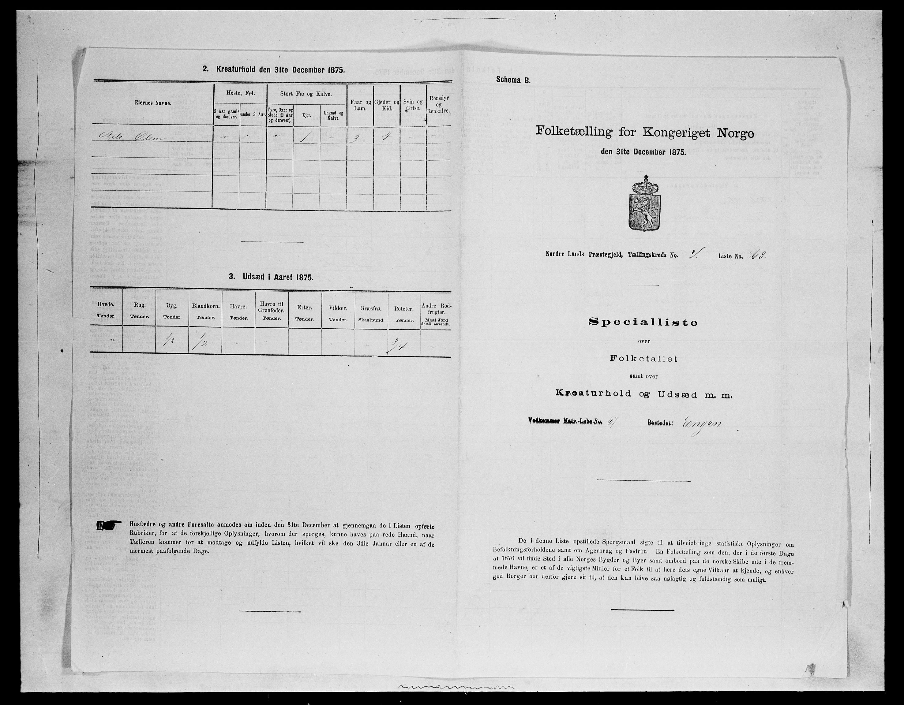 SAH, 1875 census for 0538P Nordre Land, 1875, p. 679