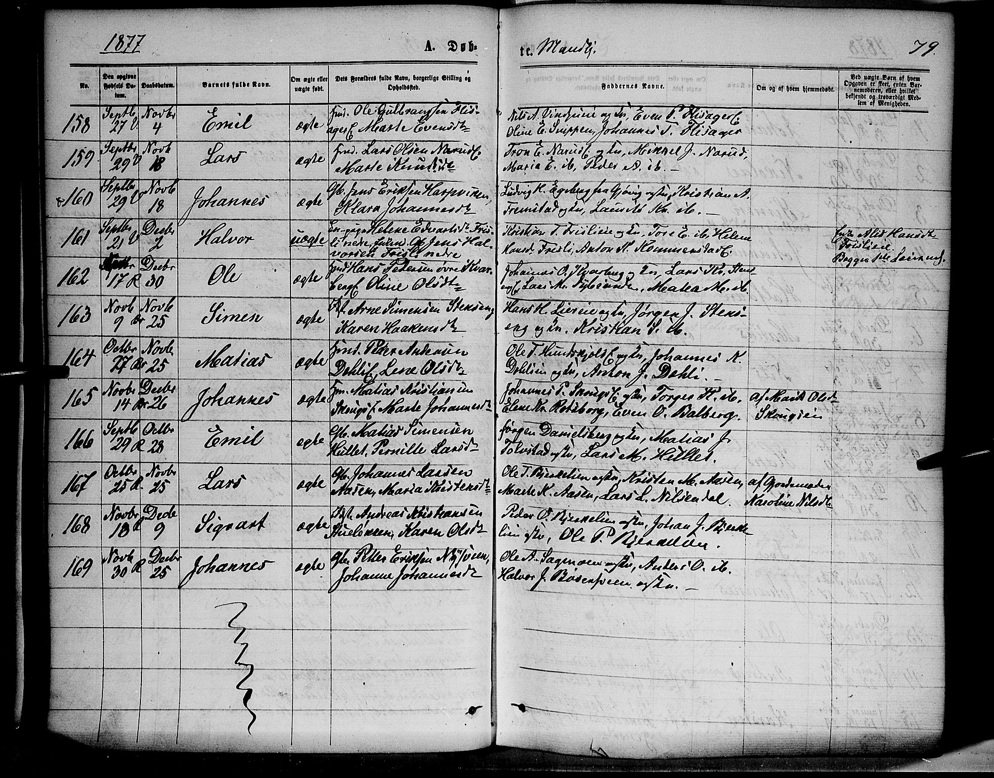 Ringsaker prestekontor, AV/SAH-PREST-014/K/Ka/L0011: Parish register (official) no. 11, 1870-1878, p. 79