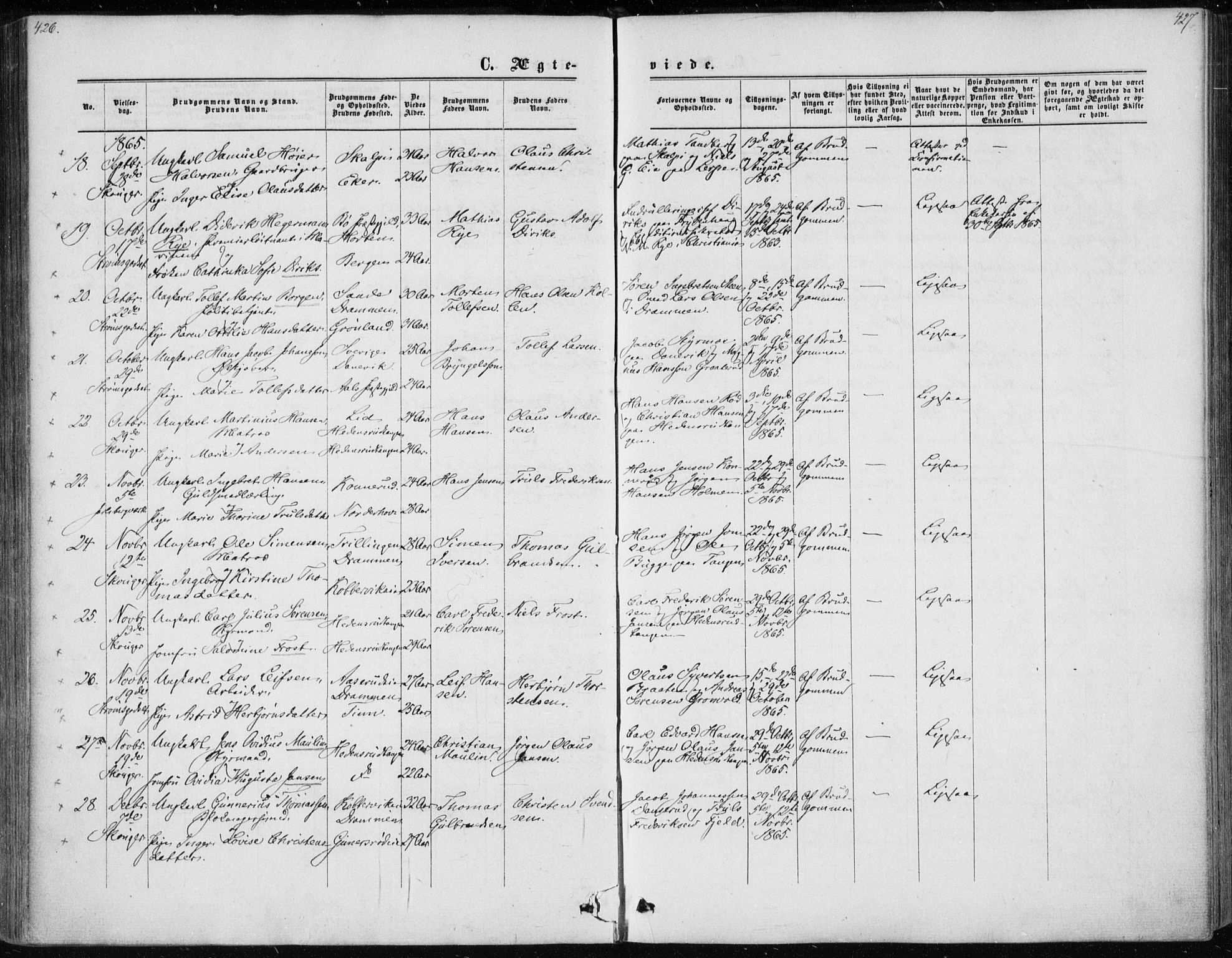 Skoger kirkebøker, AV/SAKO-A-59/F/Fa/L0004: Parish register (official) no. I 4, 1862-1872, p. 426-427