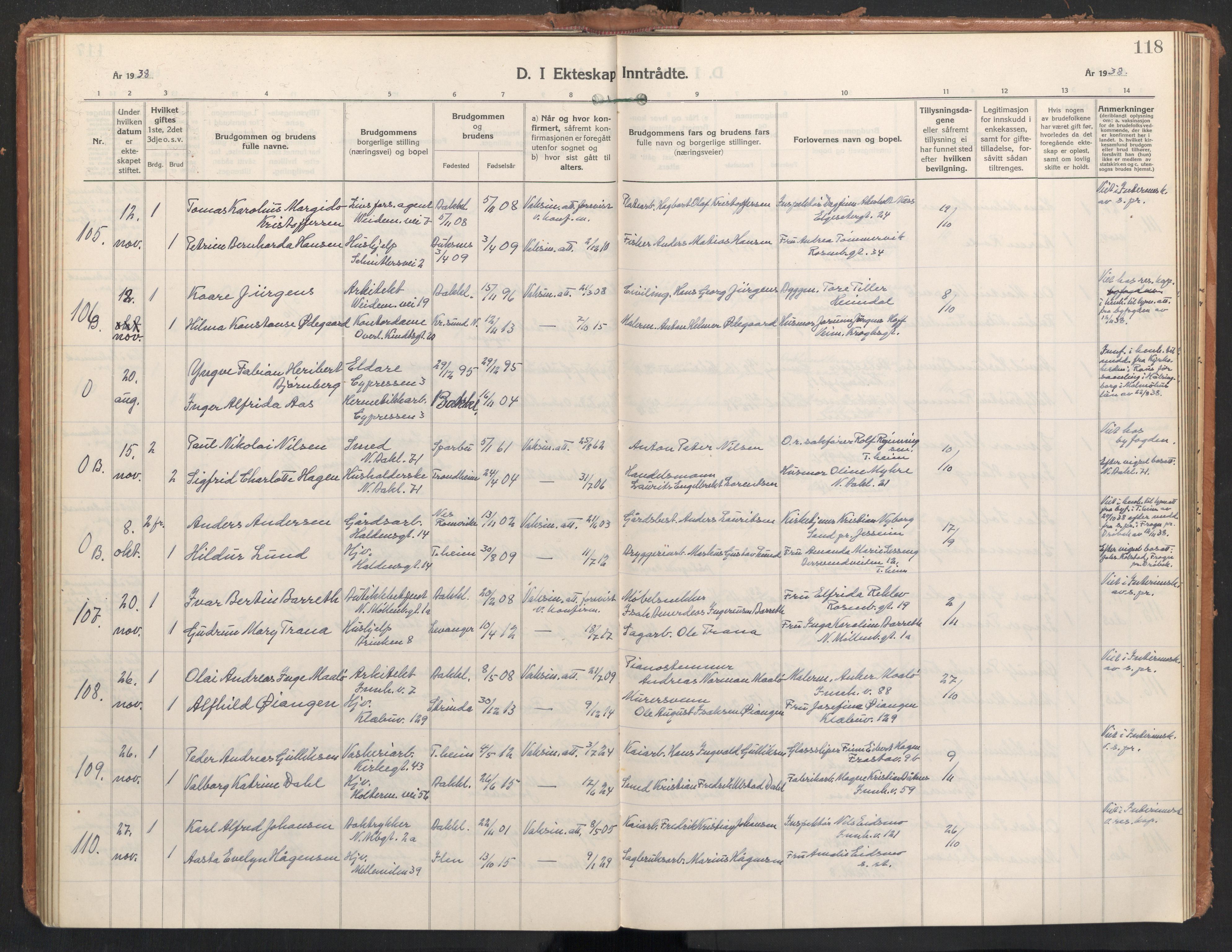 Ministerialprotokoller, klokkerbøker og fødselsregistre - Sør-Trøndelag, AV/SAT-A-1456/604/L0209: Parish register (official) no. 604A29, 1931-1945, p. 118