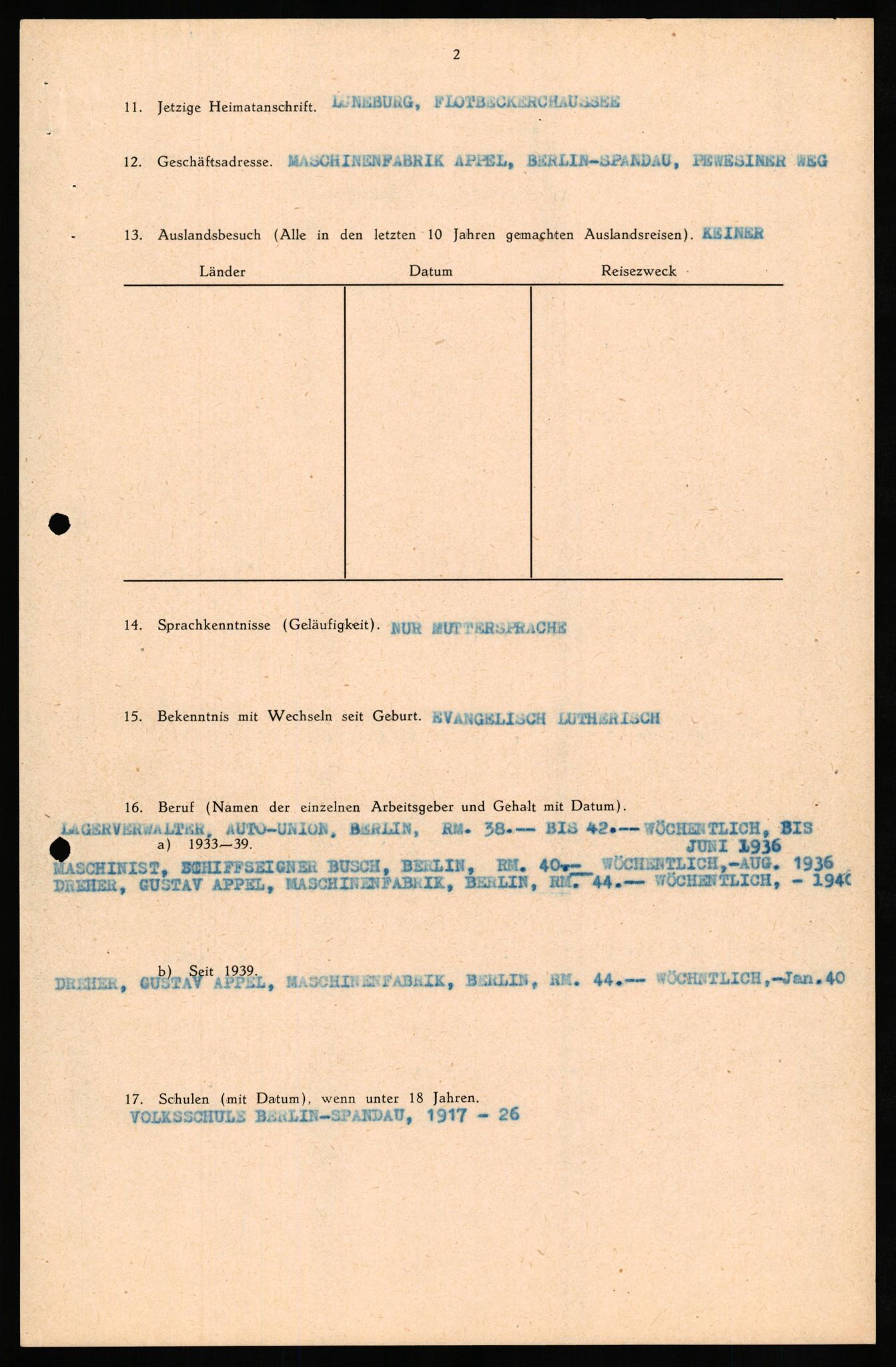Forsvaret, Forsvarets overkommando II, AV/RA-RAFA-3915/D/Db/L0028: CI Questionaires. Tyske okkupasjonsstyrker i Norge. Tyskere., 1945-1946, p. 498