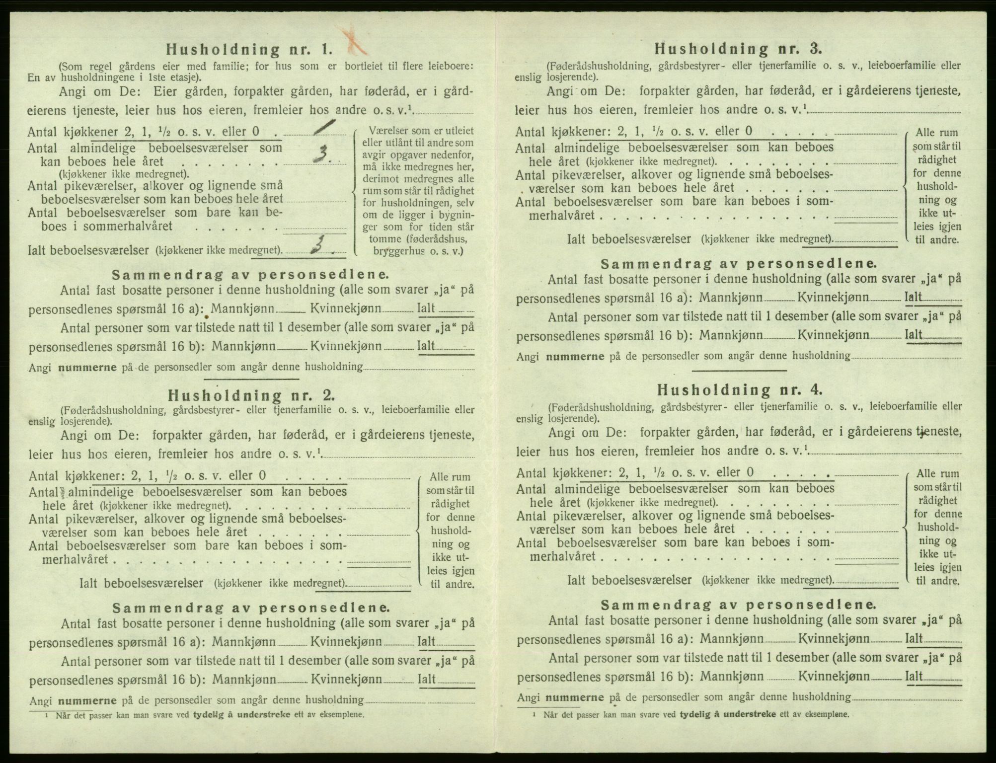 SAB, 1920 census for Tysnes, 1920, p. 1038