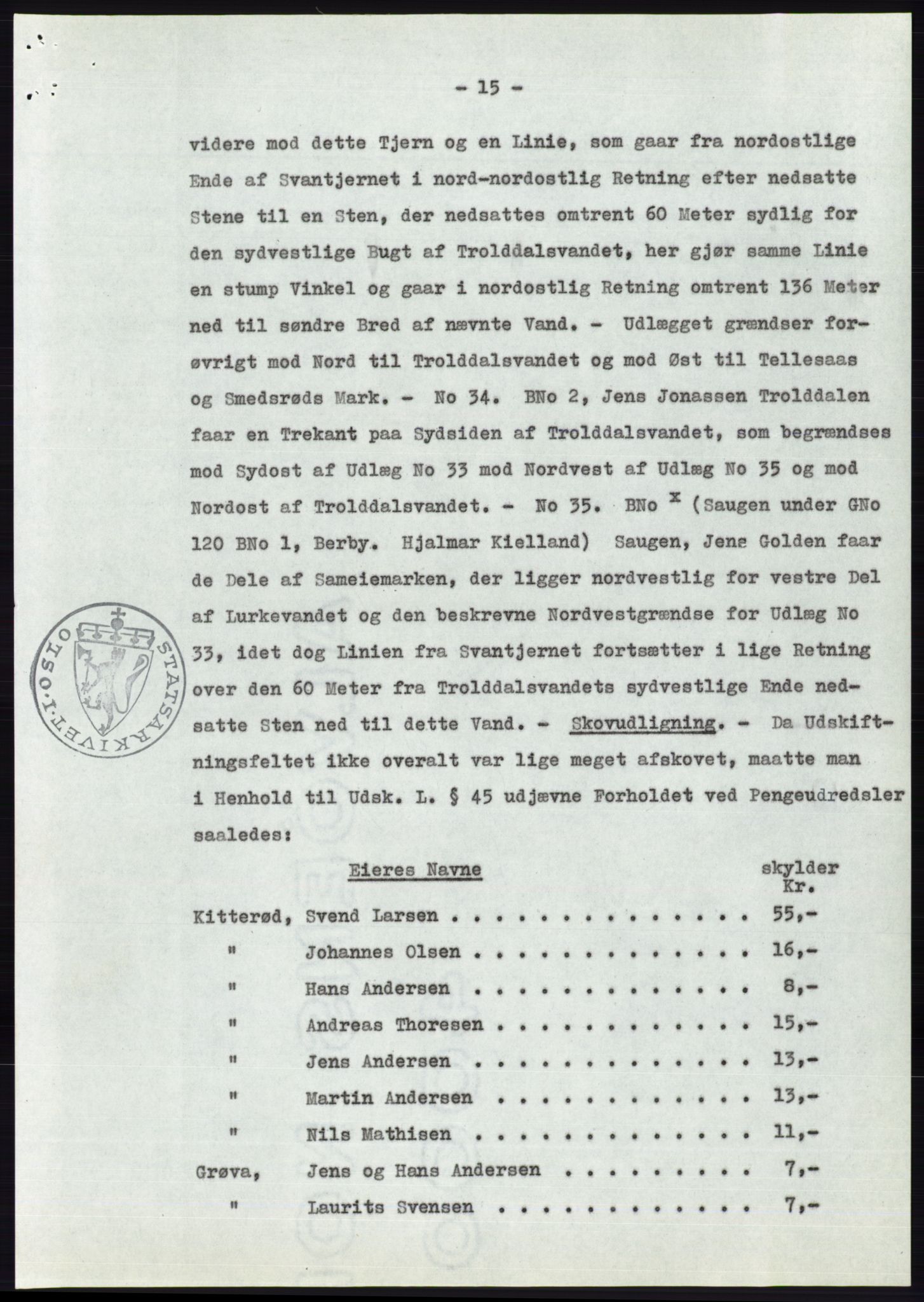 Statsarkivet i Oslo, AV/SAO-A-10621/Z/Zd/L0006: Avskrifter, j.nr 5-792/1957, 1957, p. 124