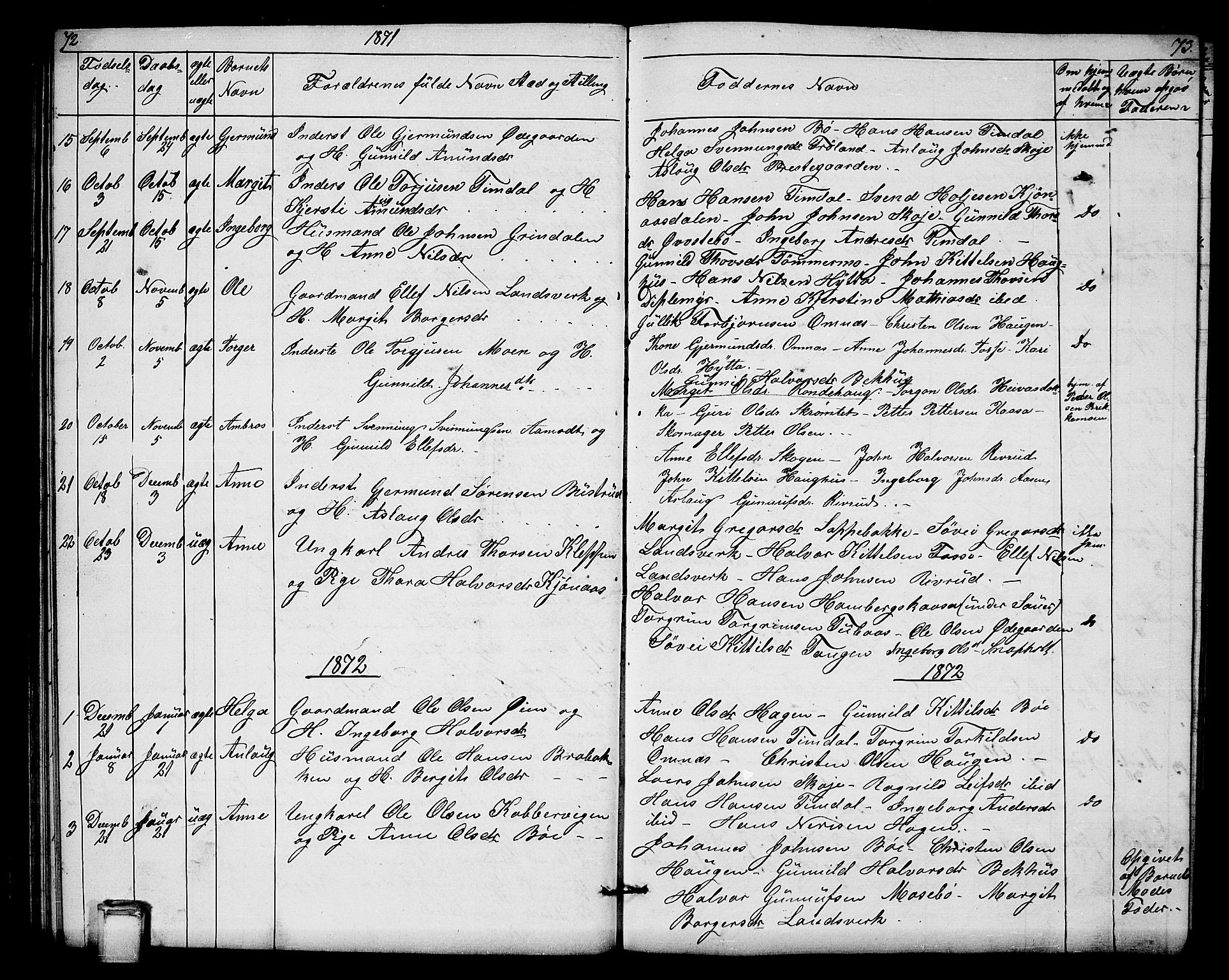Hjartdal kirkebøker, SAKO/A-270/G/Gb/L0002: Parish register (copy) no. II 2, 1854-1884, p. 72-73