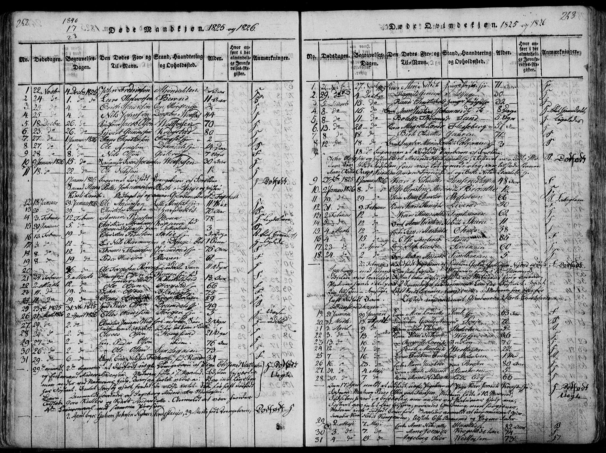 Eiker kirkebøker, AV/SAKO-A-4/F/Fa/L0011: Parish register (official) no. I 11, 1814-1827, p. 252-253