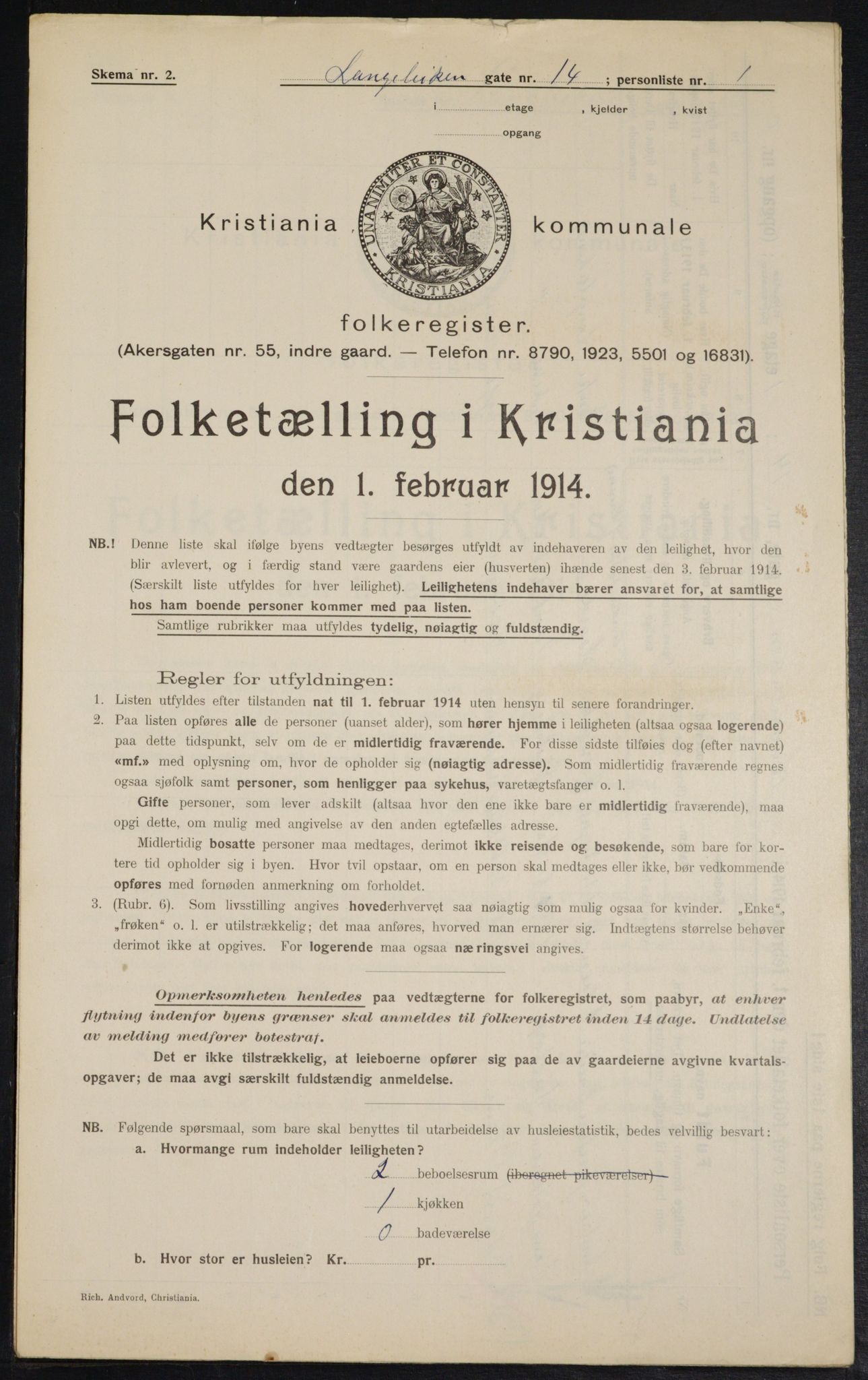 OBA, Municipal Census 1914 for Kristiania, 1914, p. 56980