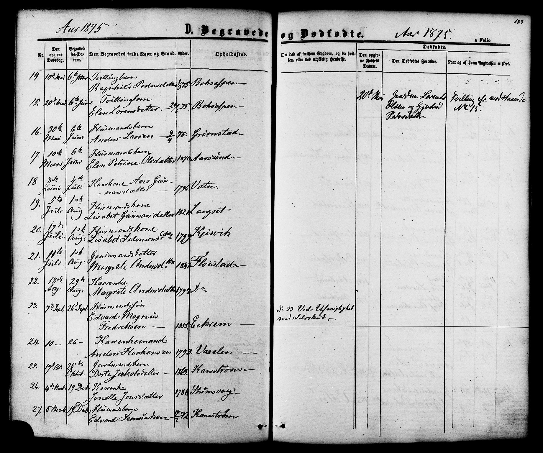 Ministerialprotokoller, klokkerbøker og fødselsregistre - Møre og Romsdal, AV/SAT-A-1454/587/L0999: Parish register (official) no. 587A01, 1864-1886, p. 183