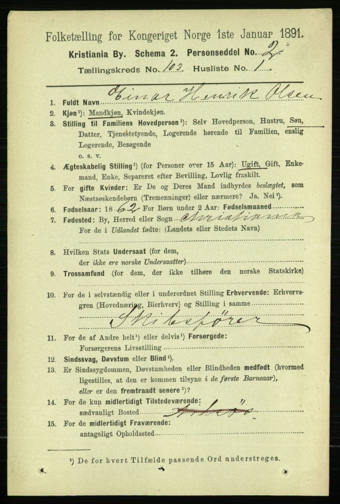 RA, 1891 census for 0301 Kristiania, 1891, p. 51420