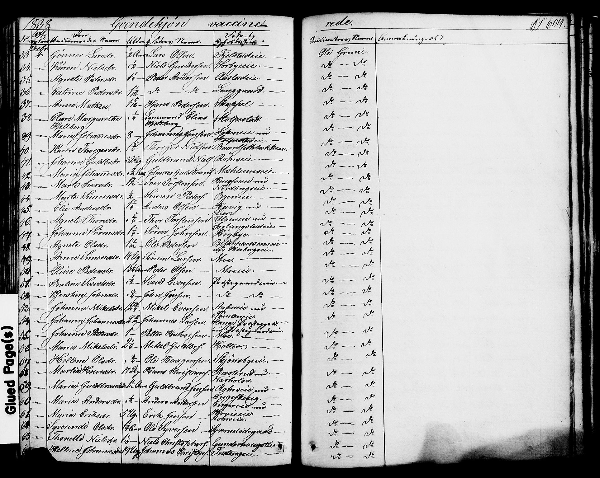 Ringsaker prestekontor, SAH/PREST-014/K/Ka/L0008: Parish register (official) no. 8, 1837-1850, p. 609