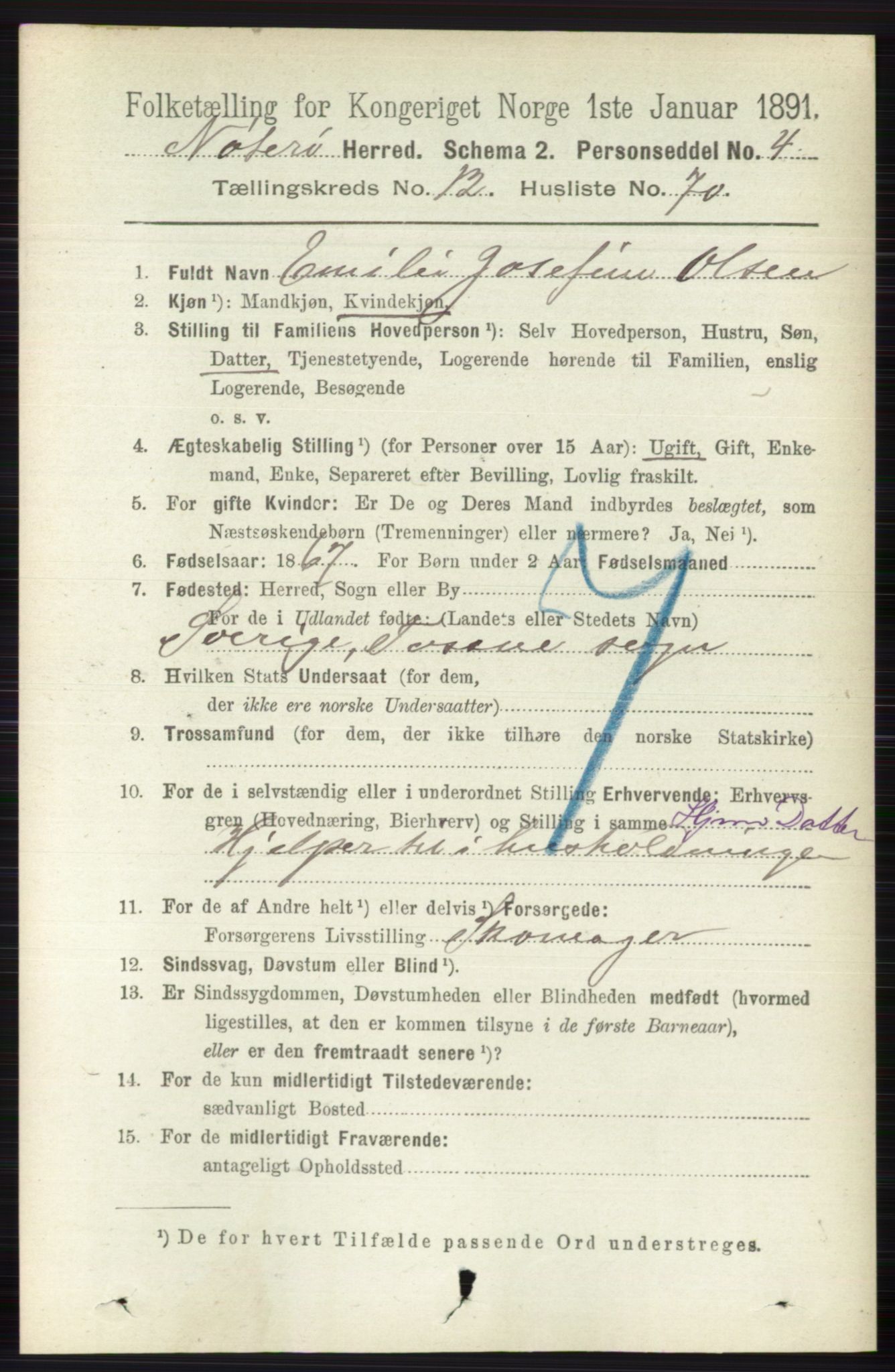 RA, 1891 census for 0722 Nøtterøy, 1891, p. 6754