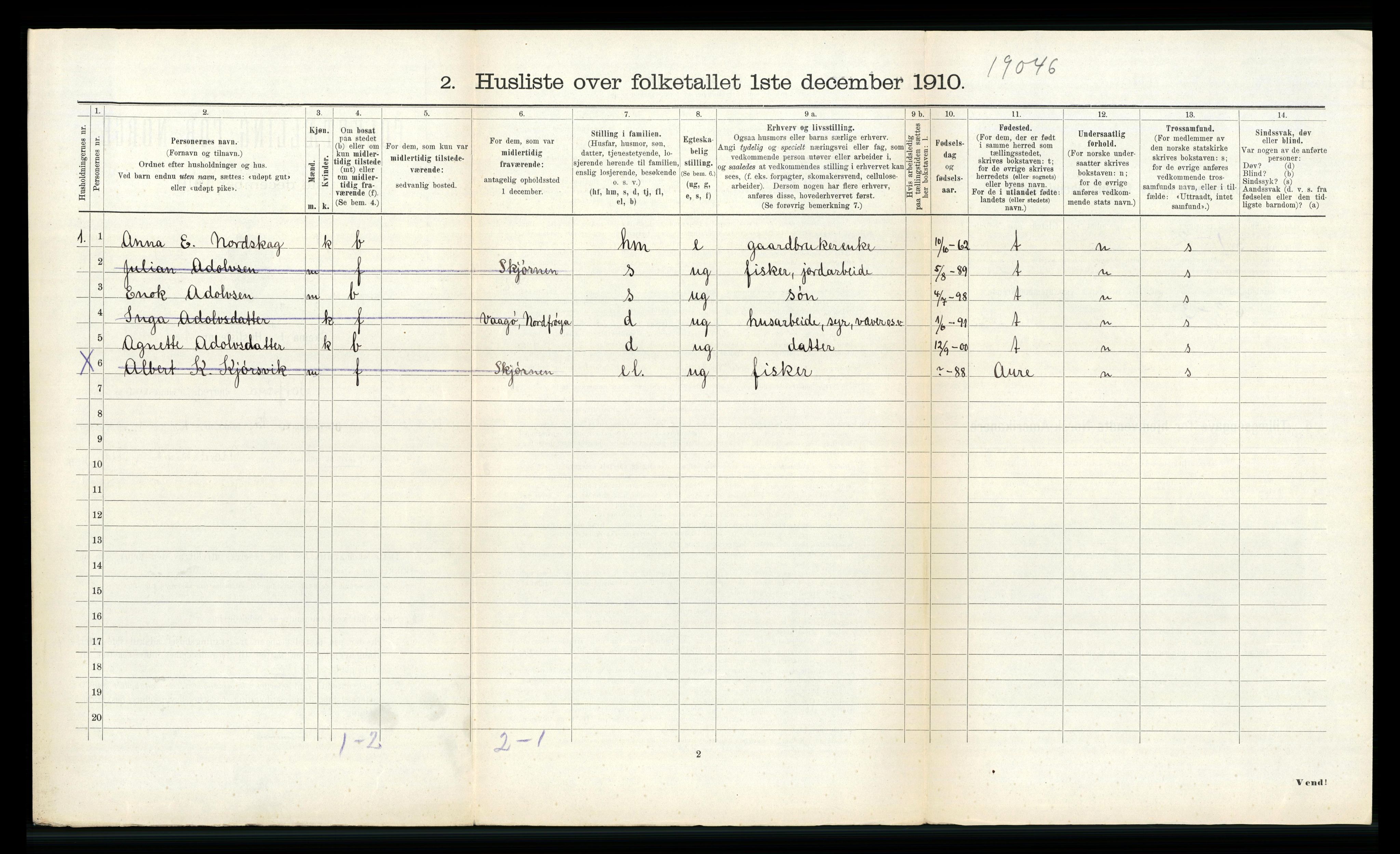 RA, 1910 census for Sør-Frøya, 1910, p. 619