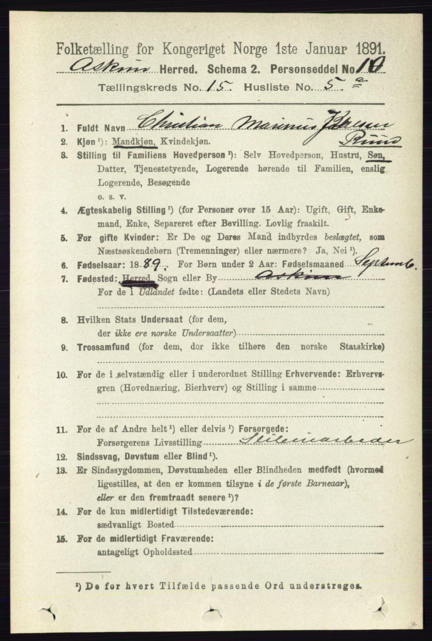 RA, 1891 census for 0124 Askim, 1891, p. 2464