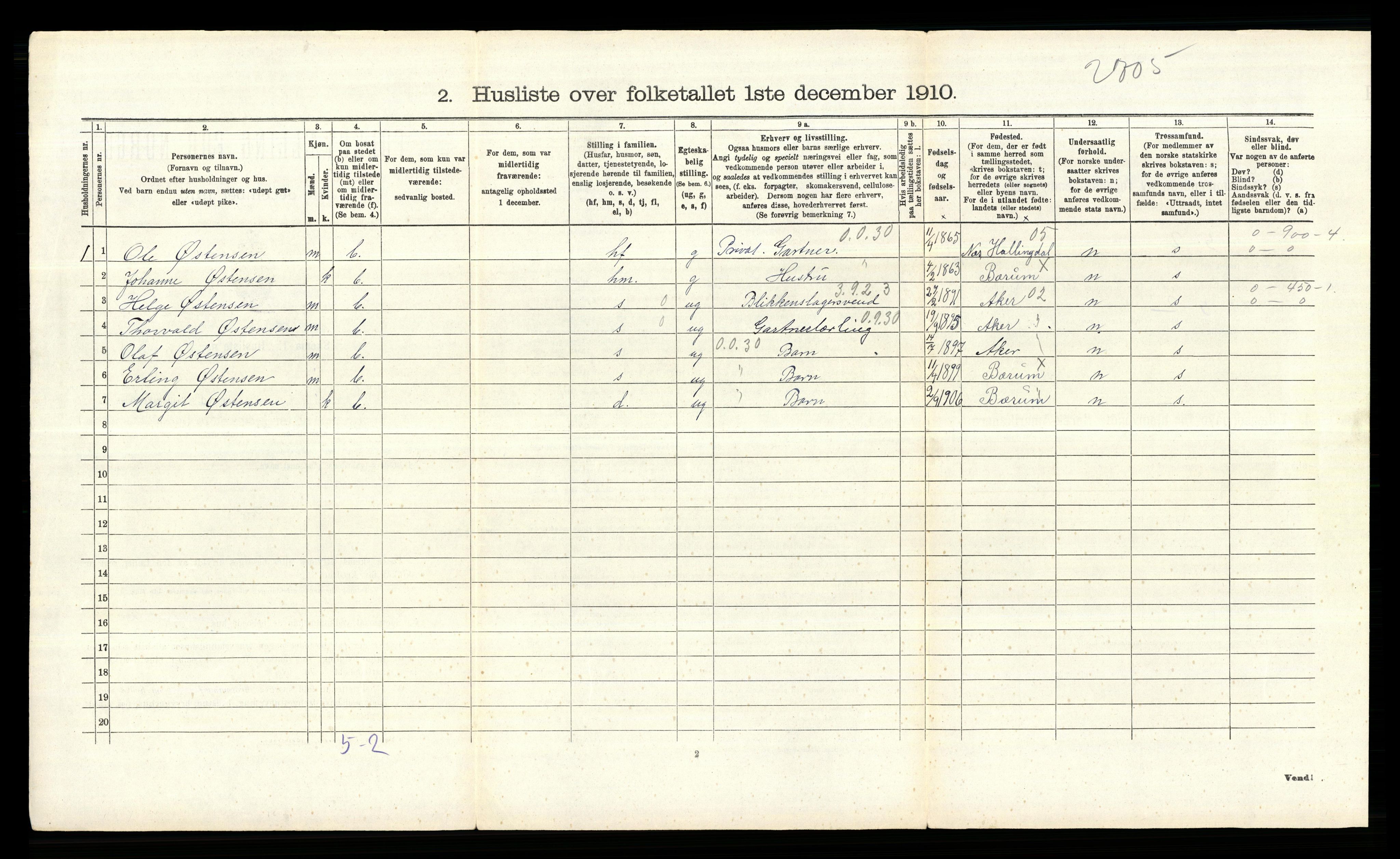 RA, 1910 census for Bærum, 1910, p. 740