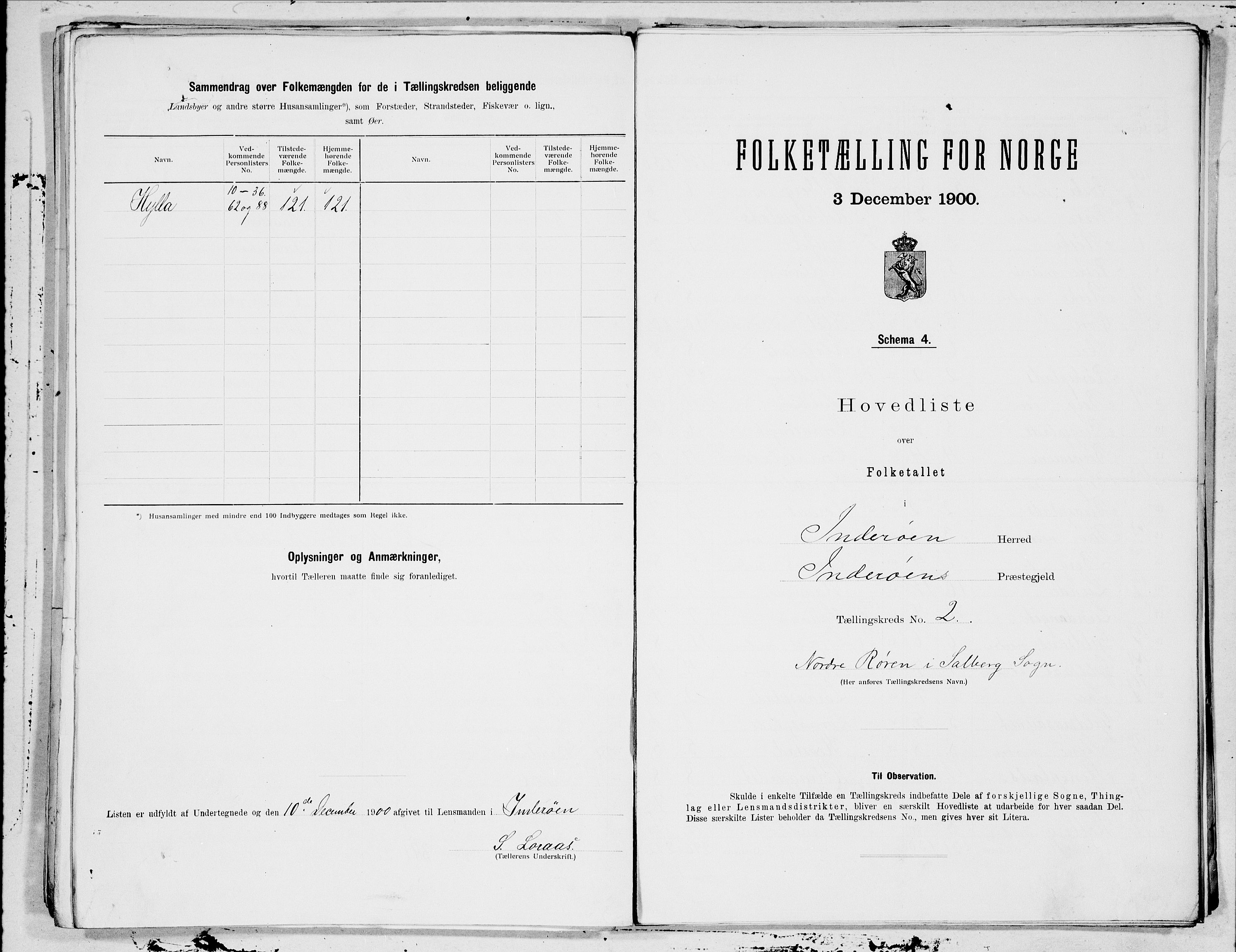 SAT, 1900 census for Inderøy, 1900, p. 4