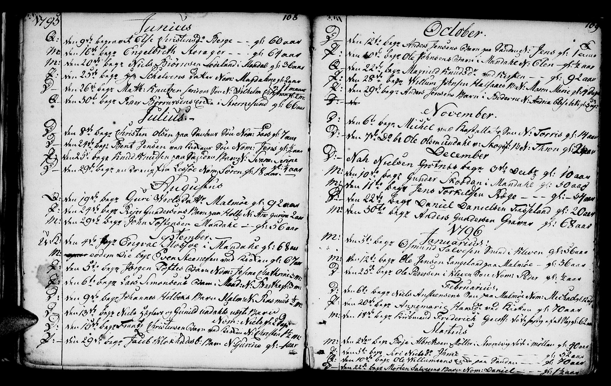 Mandal sokneprestkontor, AV/SAK-1111-0030/F/Fa/Faa/L0005: Parish register (official) no. A 5, 1748-1803, p. 108-109