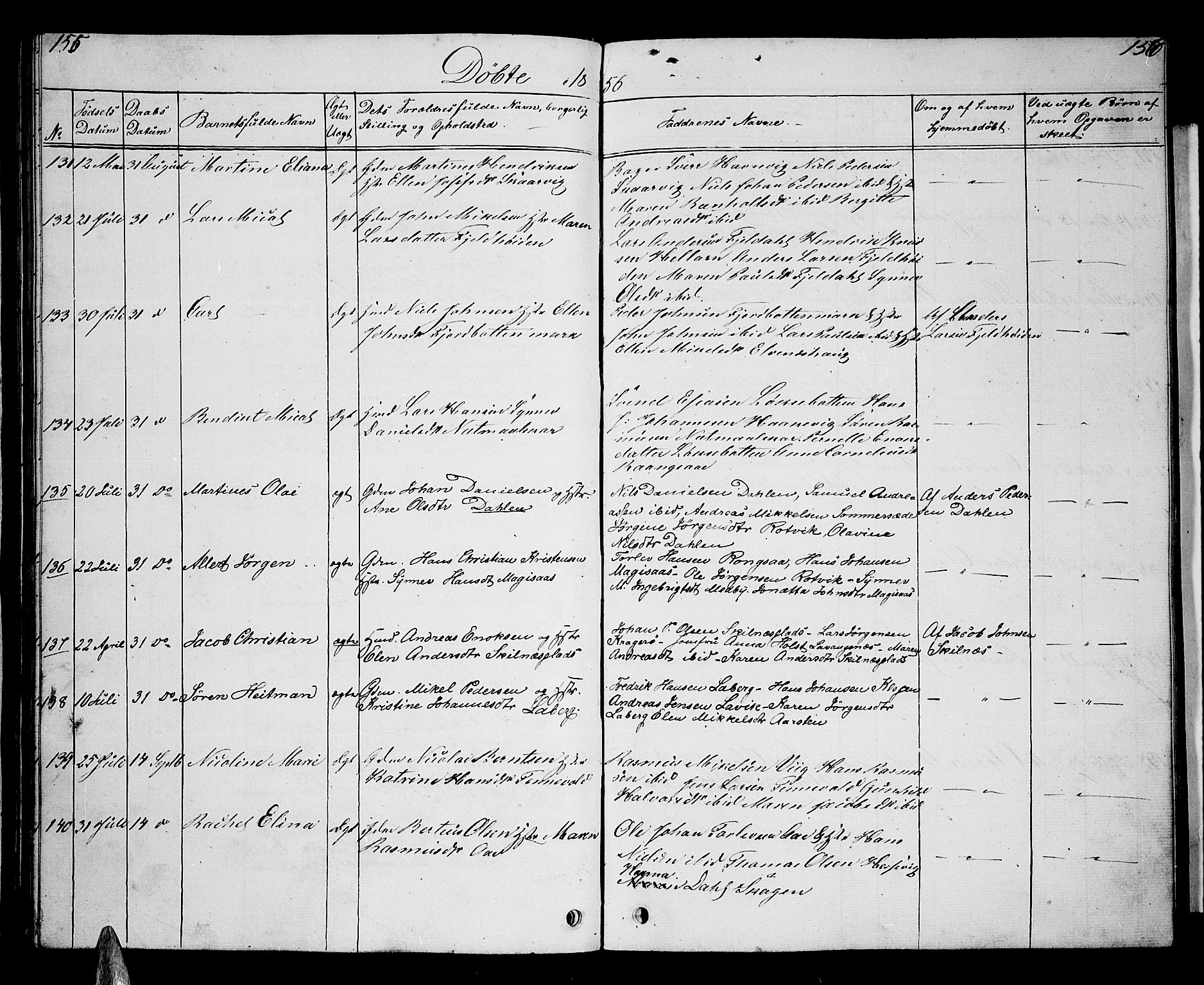 Ibestad sokneprestembete, SATØ/S-0077/H/Ha/Hab/L0004klokker: Parish register (copy) no. 4, 1852-1860, p. 155-156
