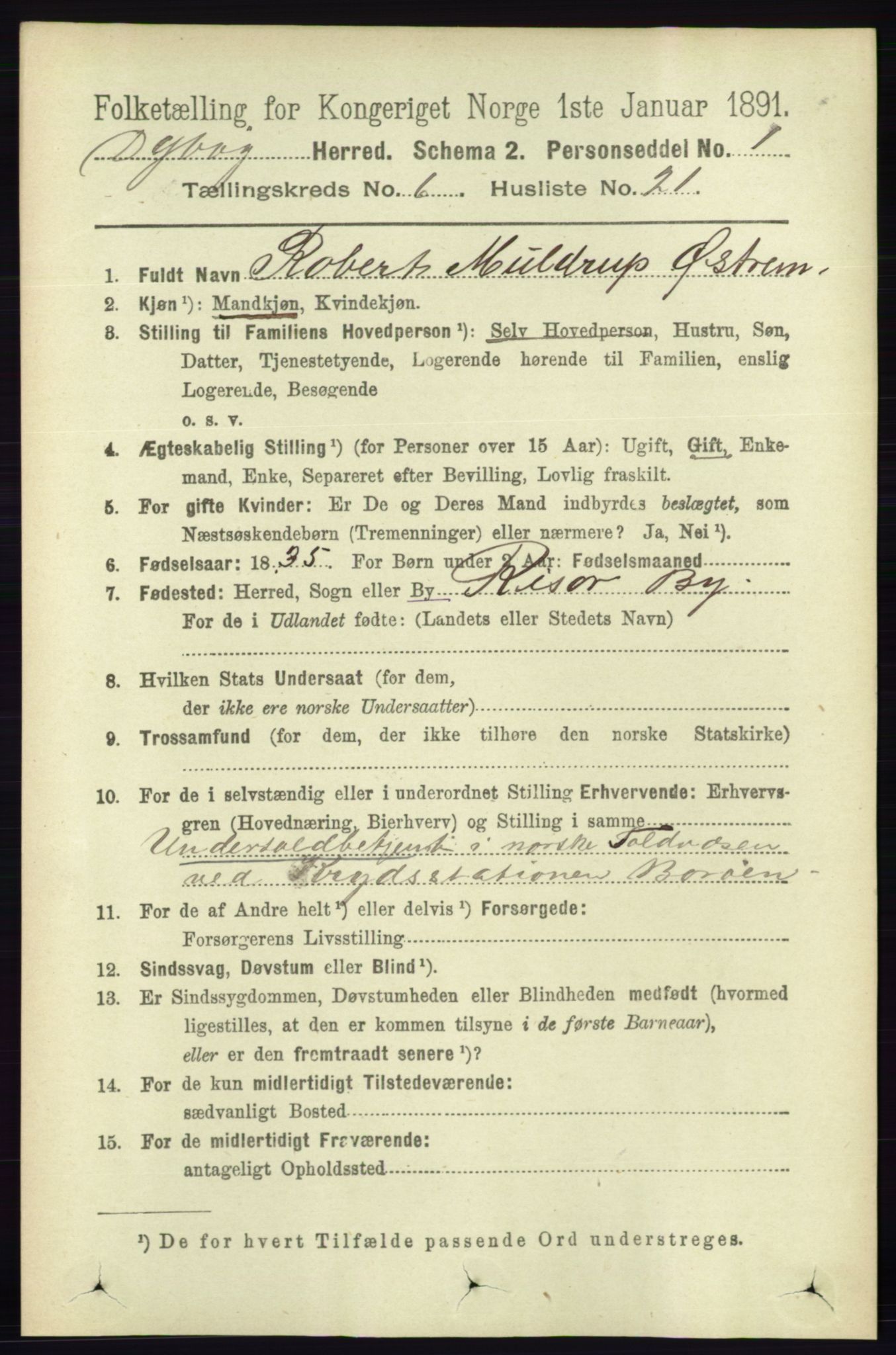 RA, 1891 census for 0915 Dypvåg, 1891, p. 1901