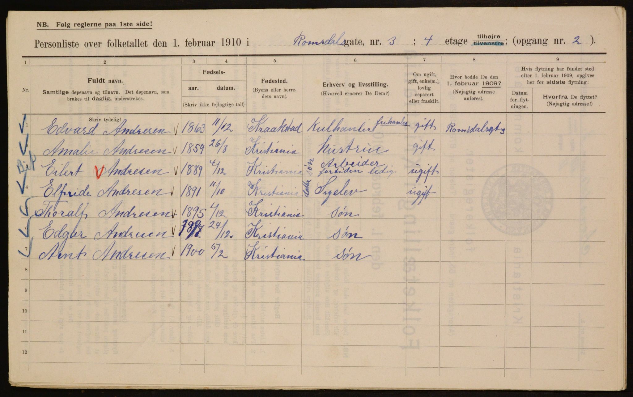 OBA, Municipal Census 1910 for Kristiania, 1910, p. 79538