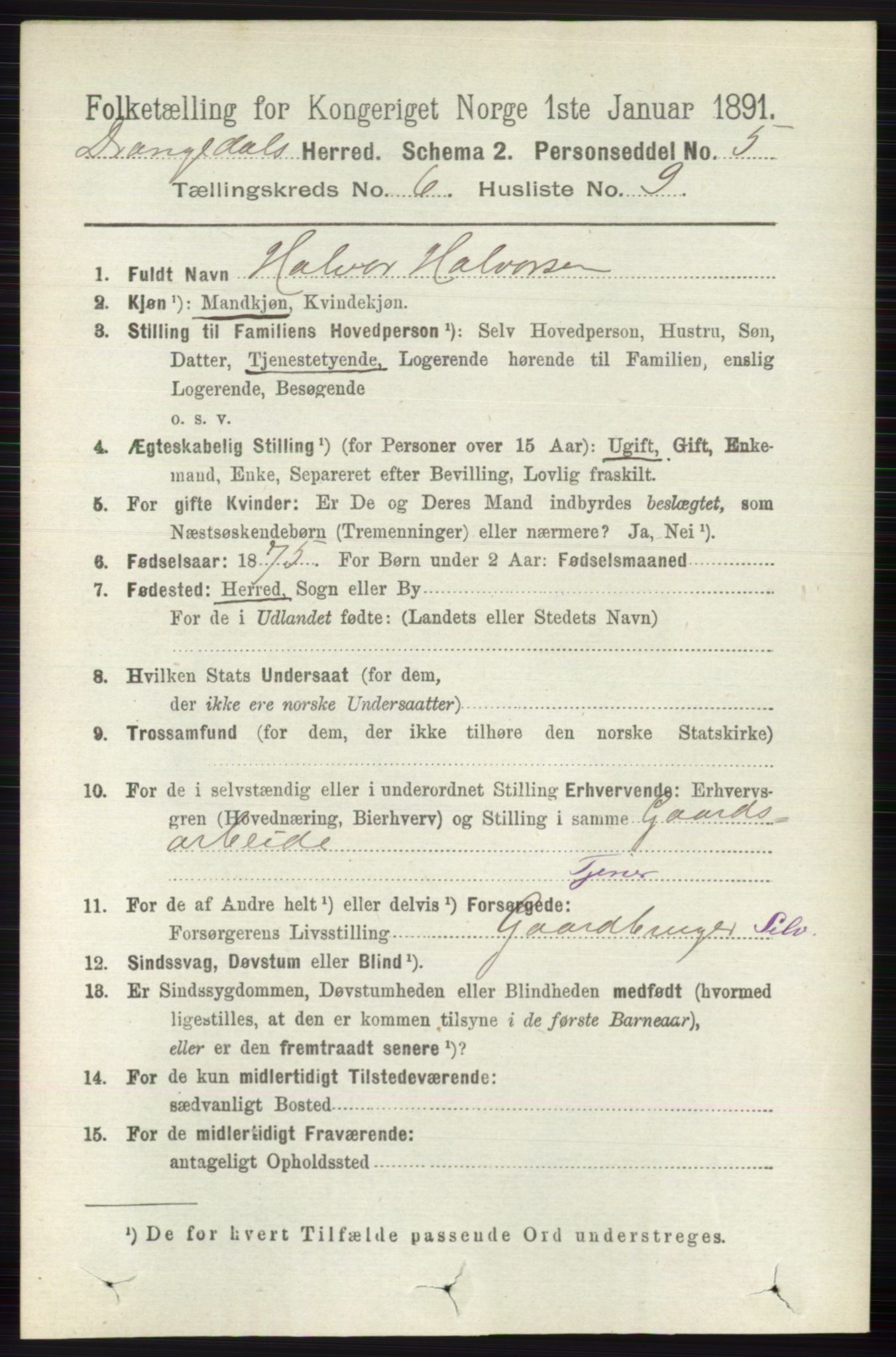 RA, 1891 census for 0817 Drangedal, 1891, p. 2055