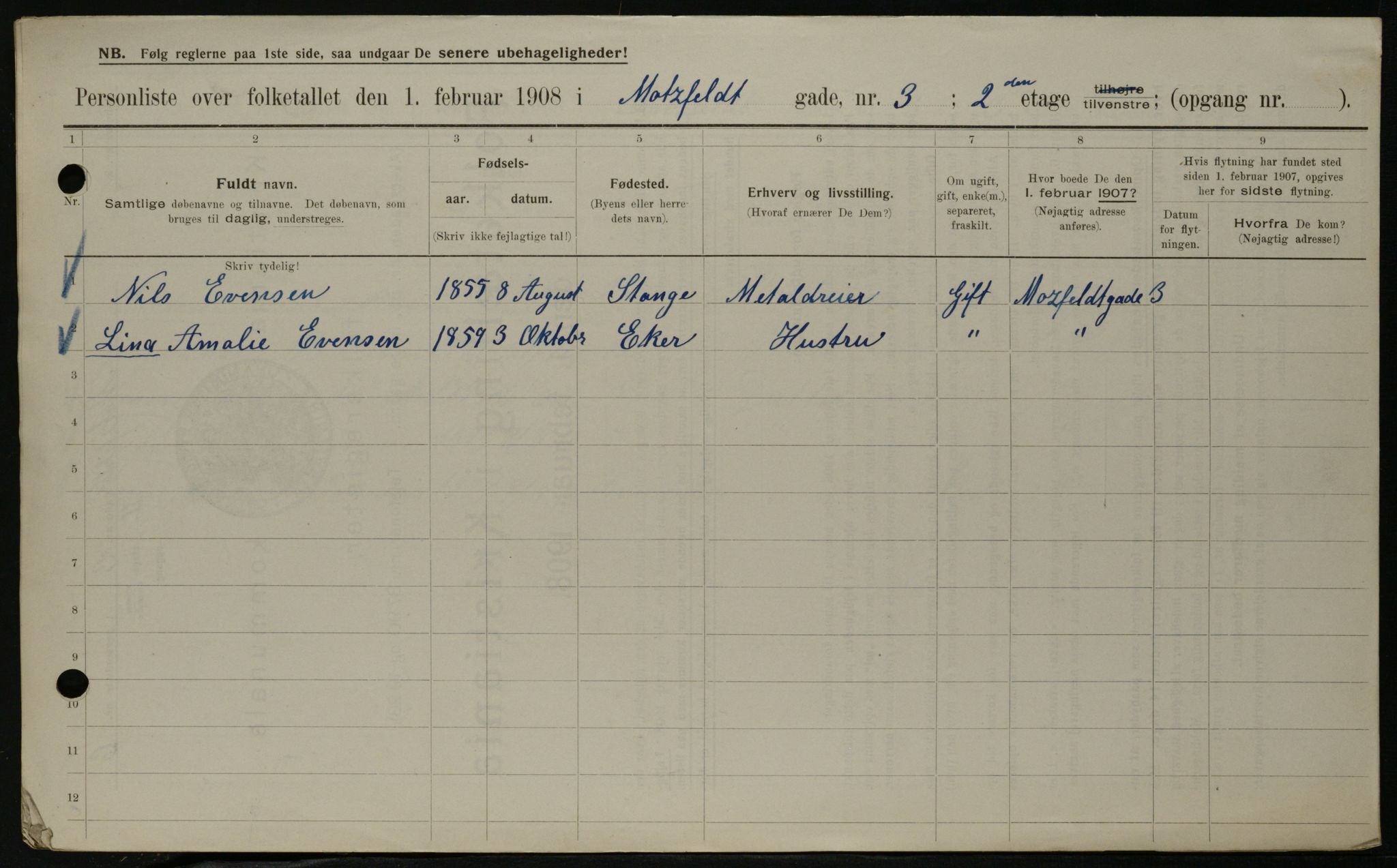 OBA, Municipal Census 1908 for Kristiania, 1908, p. 59090