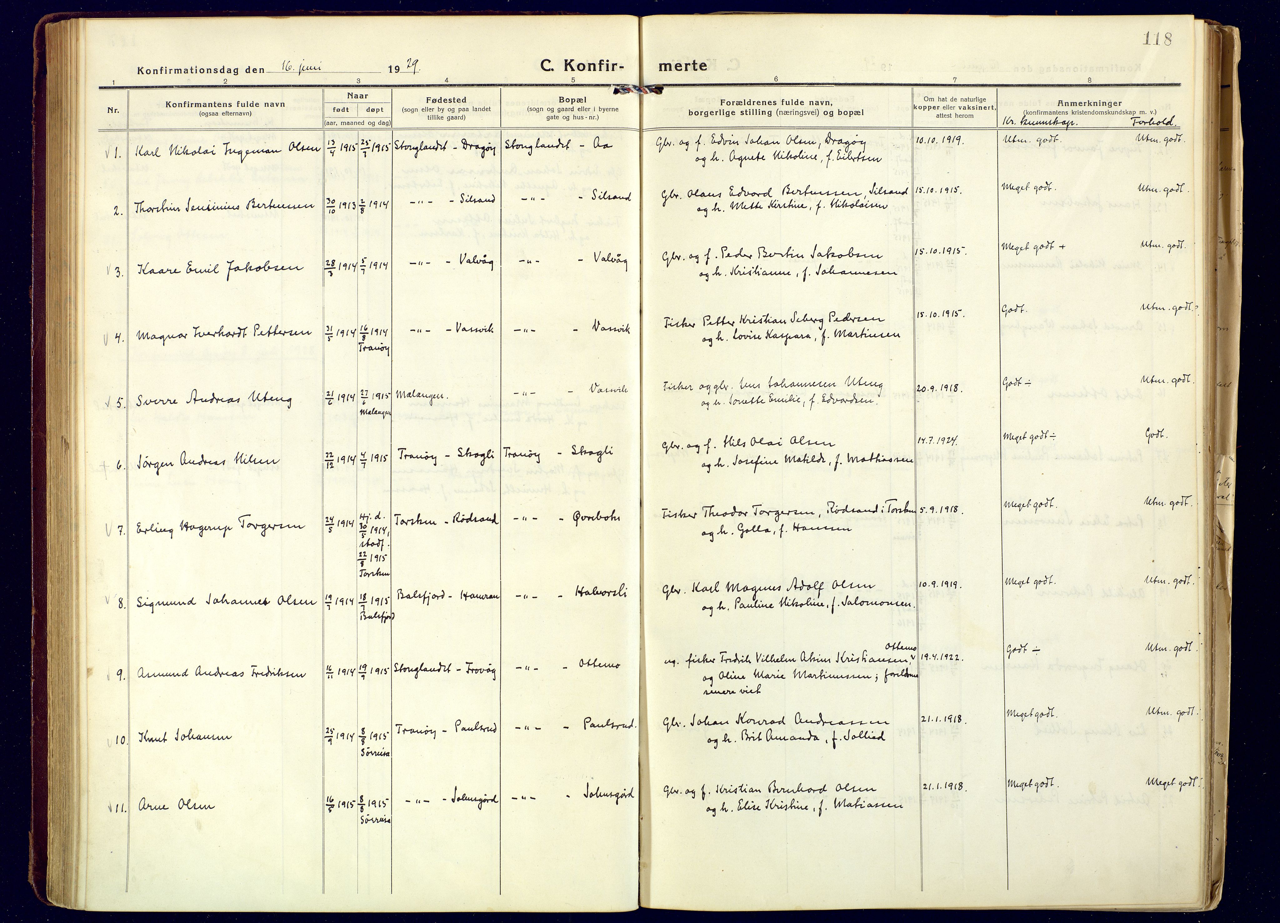 Tranøy sokneprestkontor, SATØ/S-1313/I/Ia/Iaa/L0016kirke: Parish register (official) no. 16, 1919-1932, p. 119