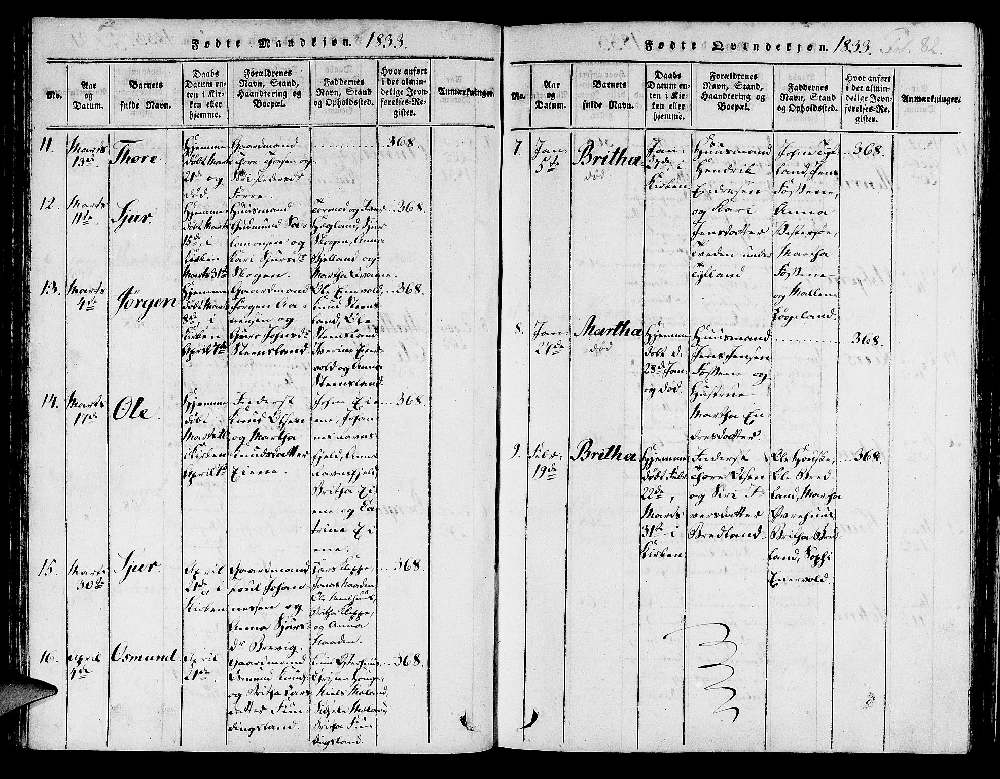 Hjelmeland sokneprestkontor, AV/SAST-A-101843/01/IV/L0003: Parish register (official) no. A 3, 1816-1834, p. 82