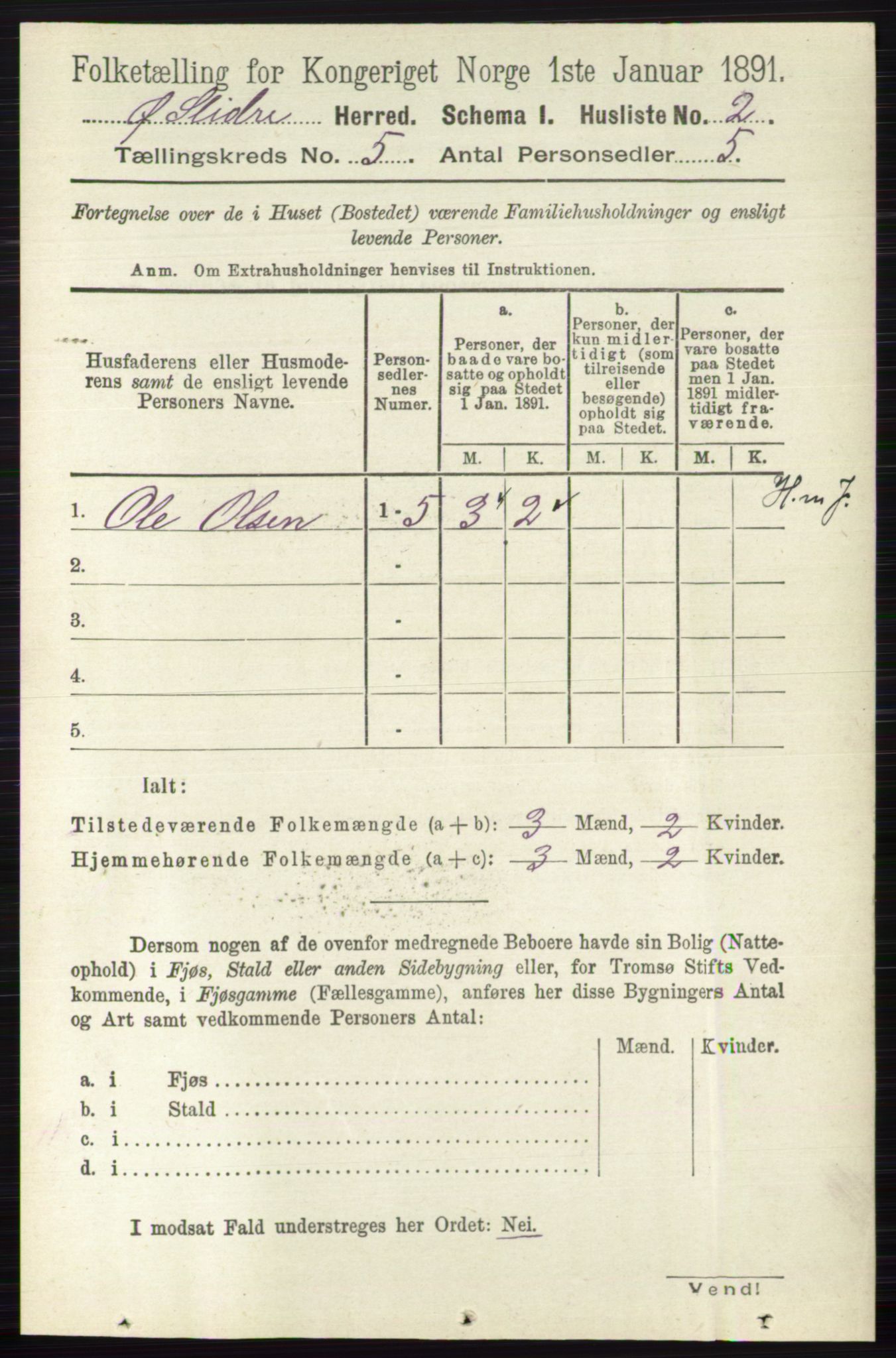 RA, 1891 census for 0544 Øystre Slidre, 1891, p. 1574