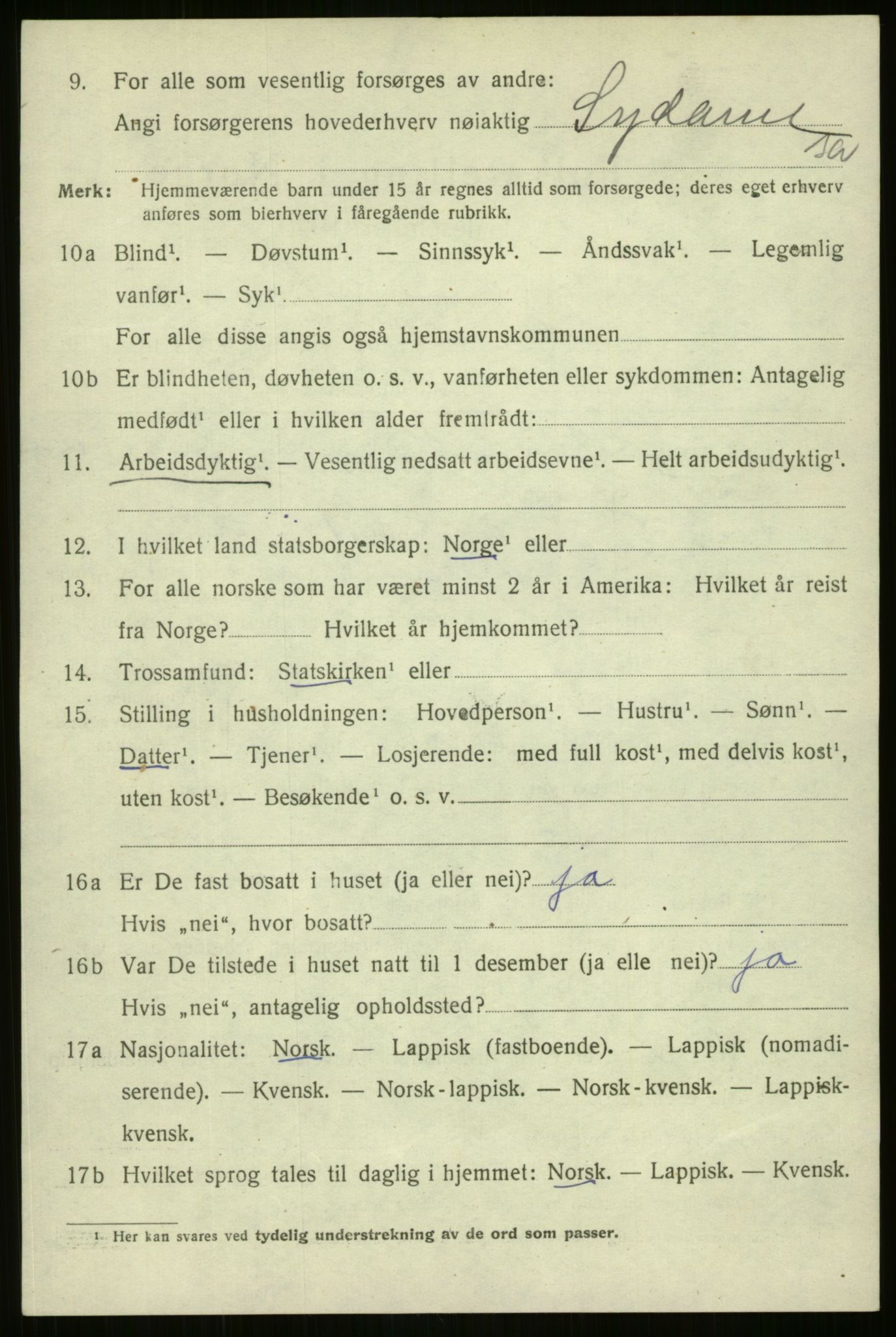 SATØ, 1920 census for Harstad, 1920, p. 2961