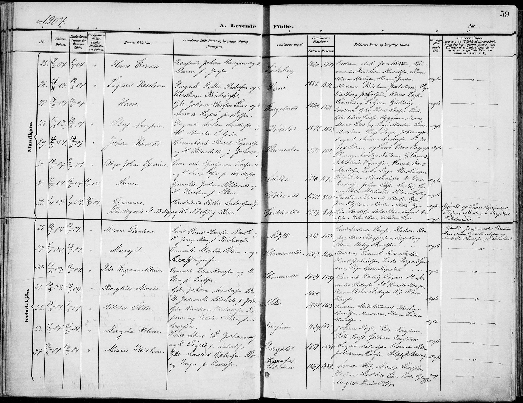 Røyken kirkebøker, AV/SAKO-A-241/F/Fa/L0009: Parish register (official) no. 9, 1898-1911, p. 59