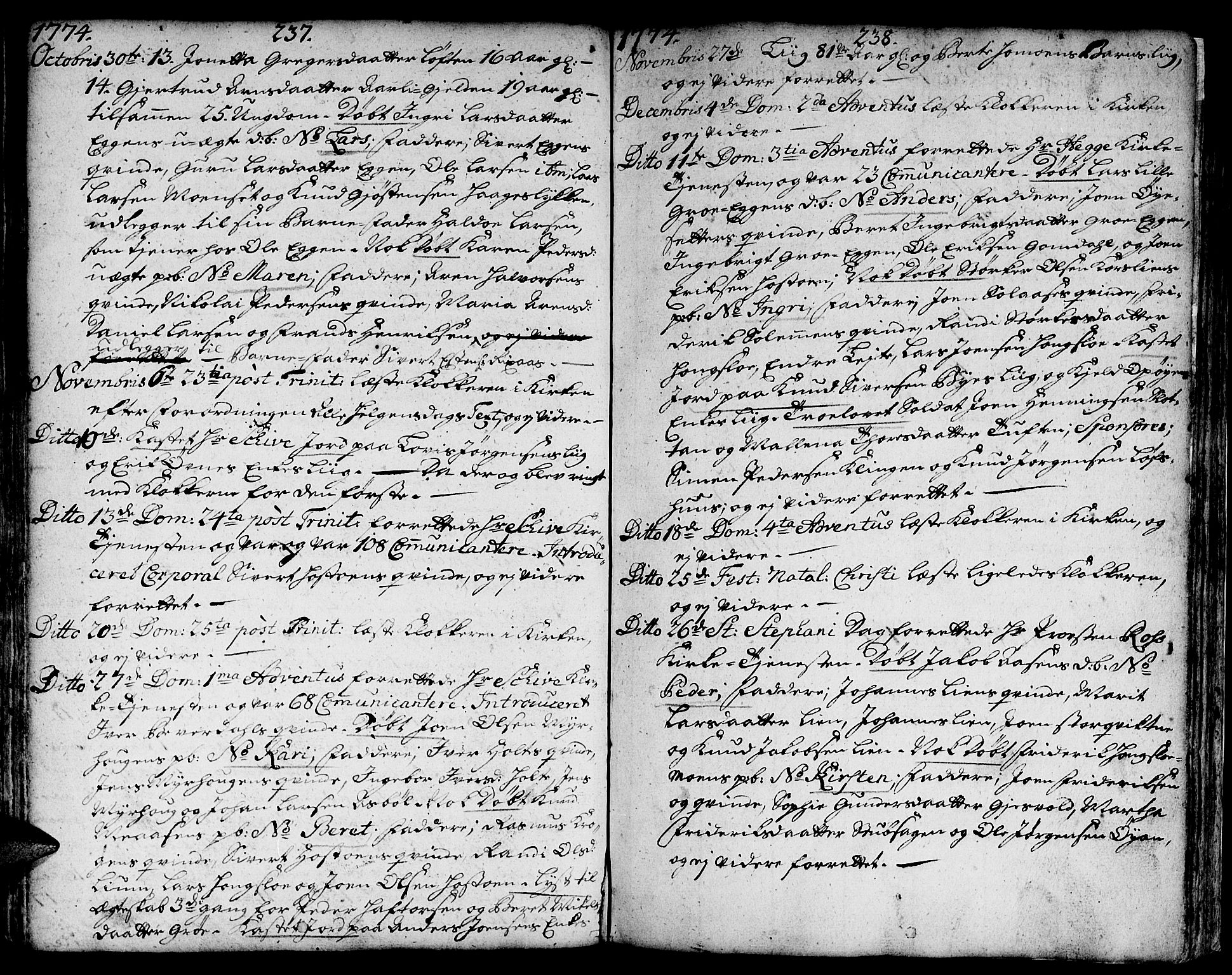 Ministerialprotokoller, klokkerbøker og fødselsregistre - Sør-Trøndelag, SAT/A-1456/671/L0840: Parish register (official) no. 671A02, 1756-1794, p. 237-238
