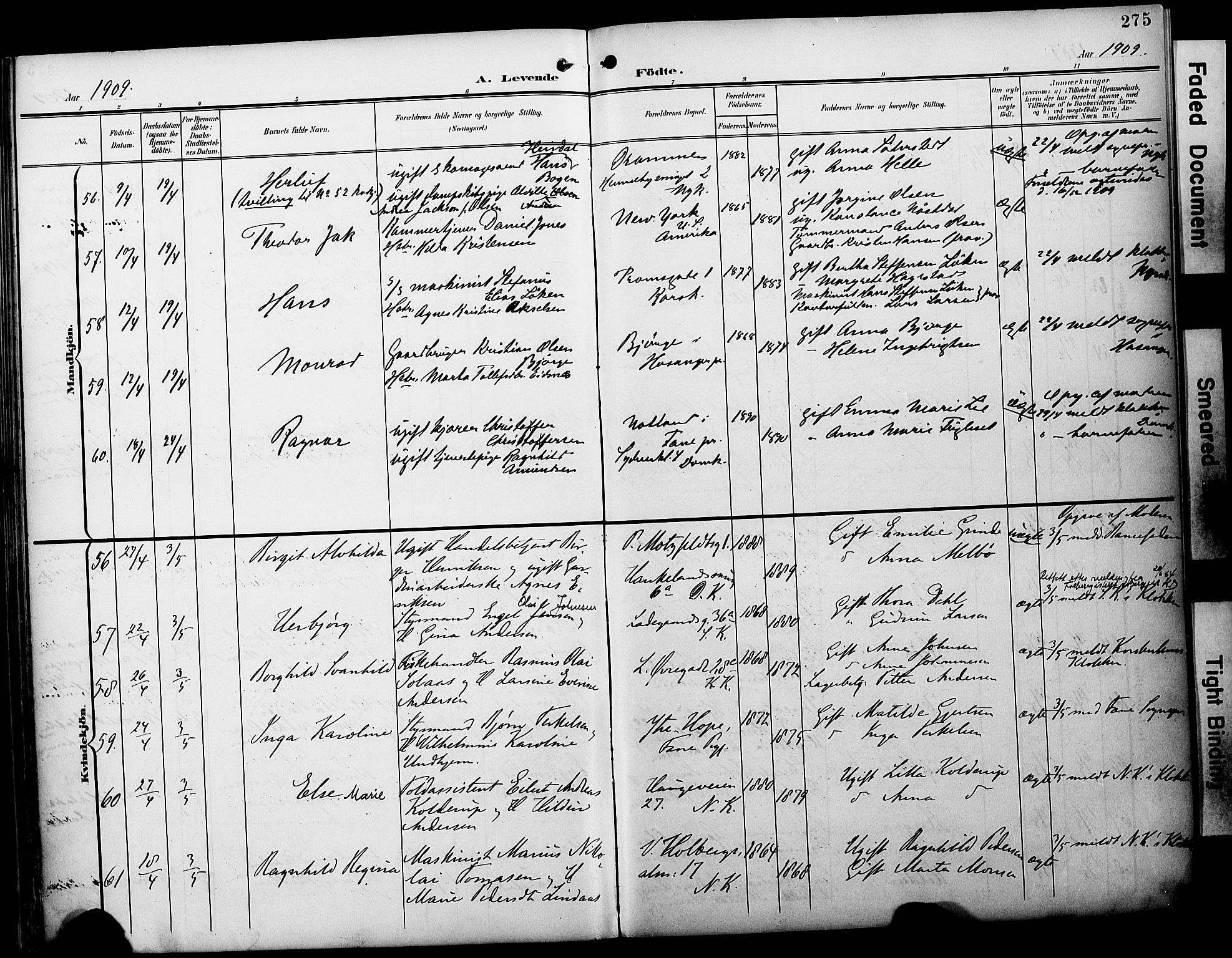 Fødselsstiftelsens sokneprestembete*, SAB/-: Parish register (official) no. A 3, 1901-1910, p. 275