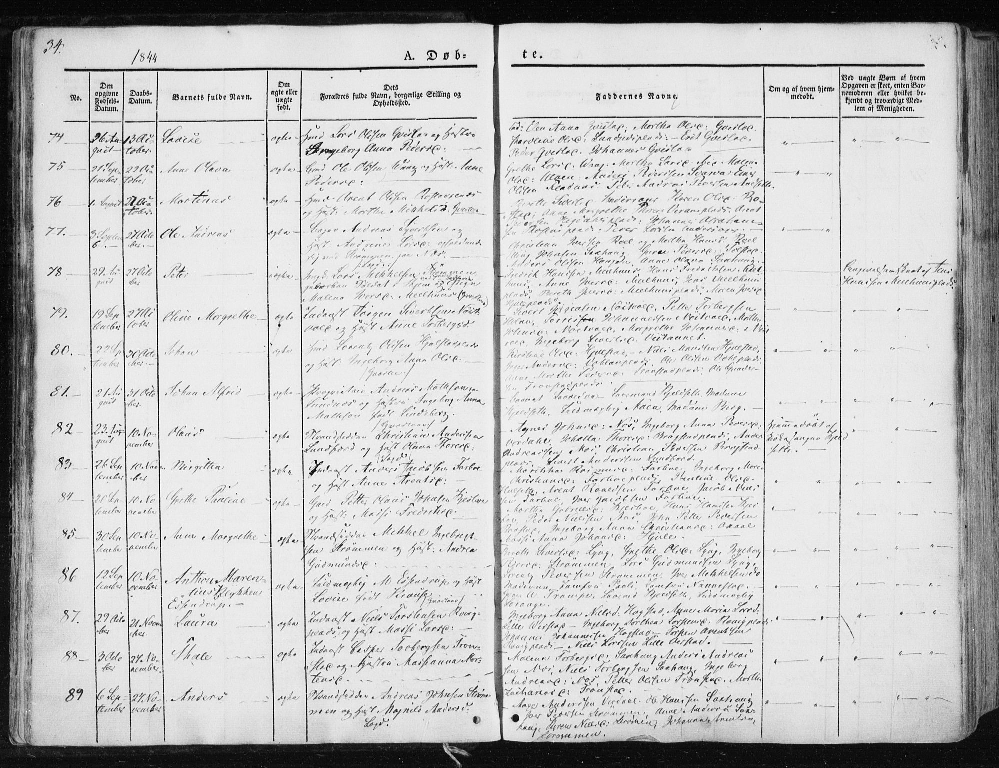 Ministerialprotokoller, klokkerbøker og fødselsregistre - Nord-Trøndelag, SAT/A-1458/730/L0280: Parish register (official) no. 730A07 /1, 1840-1854, p. 34