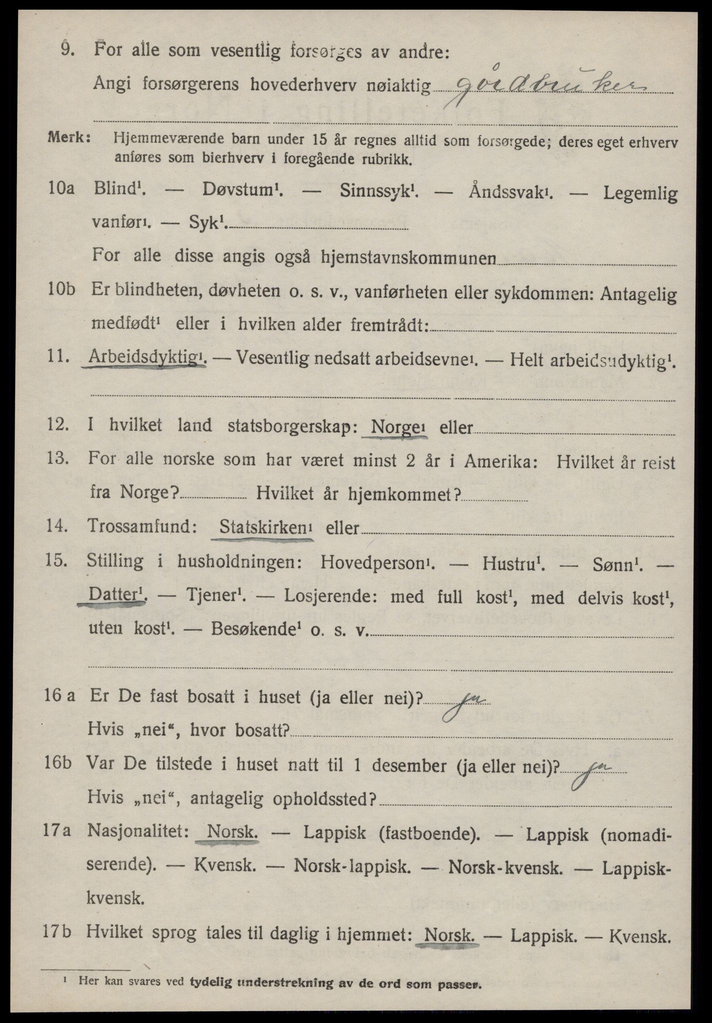 SAT, 1920 census for Malvik, 1920, p. 1861