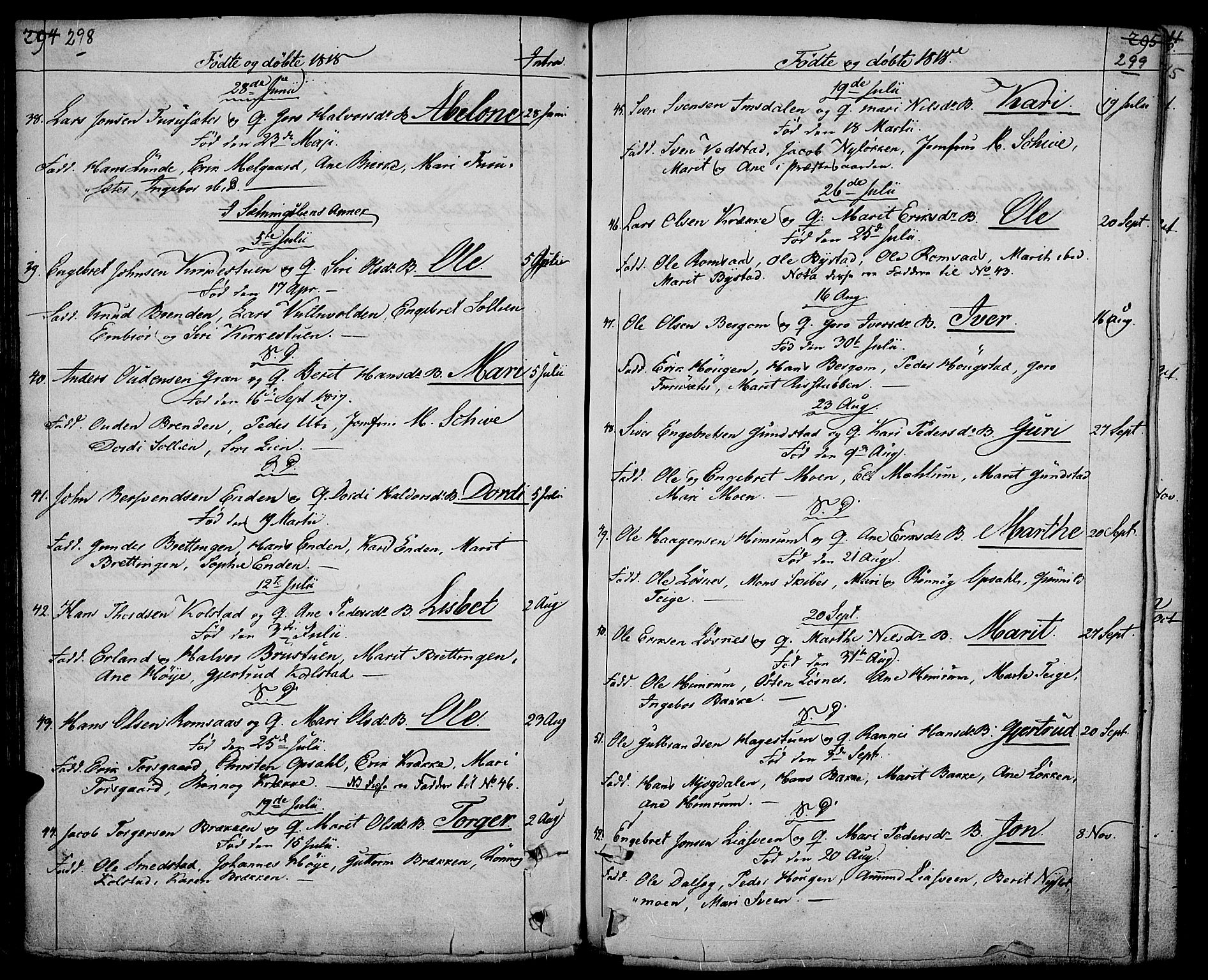 Ringebu prestekontor, AV/SAH-PREST-082/H/Ha/Haa/L0003: Parish register (official) no. 3, 1781-1820, p. 298-299