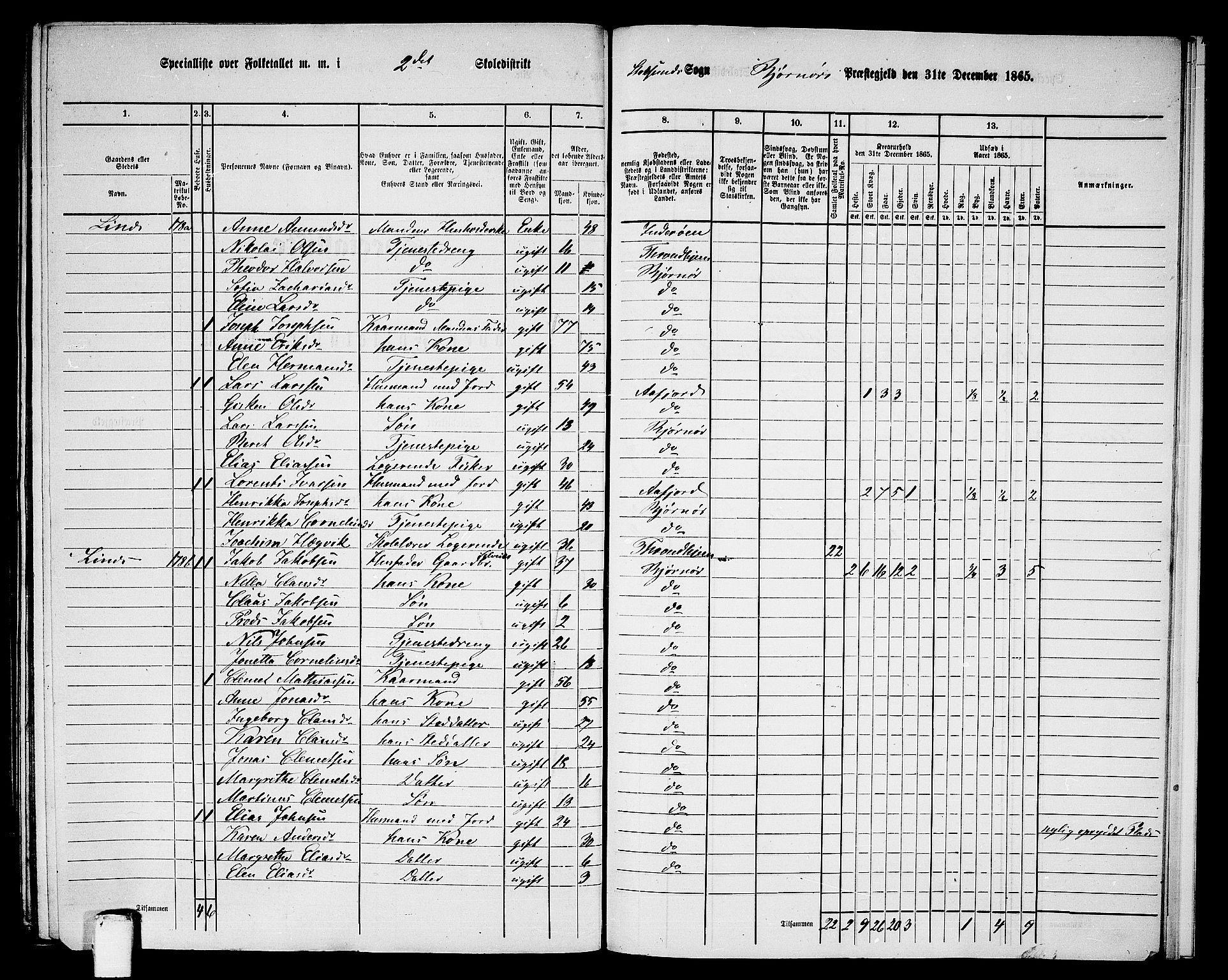 RA, 1865 census for Bjørnør, 1865, p. 150