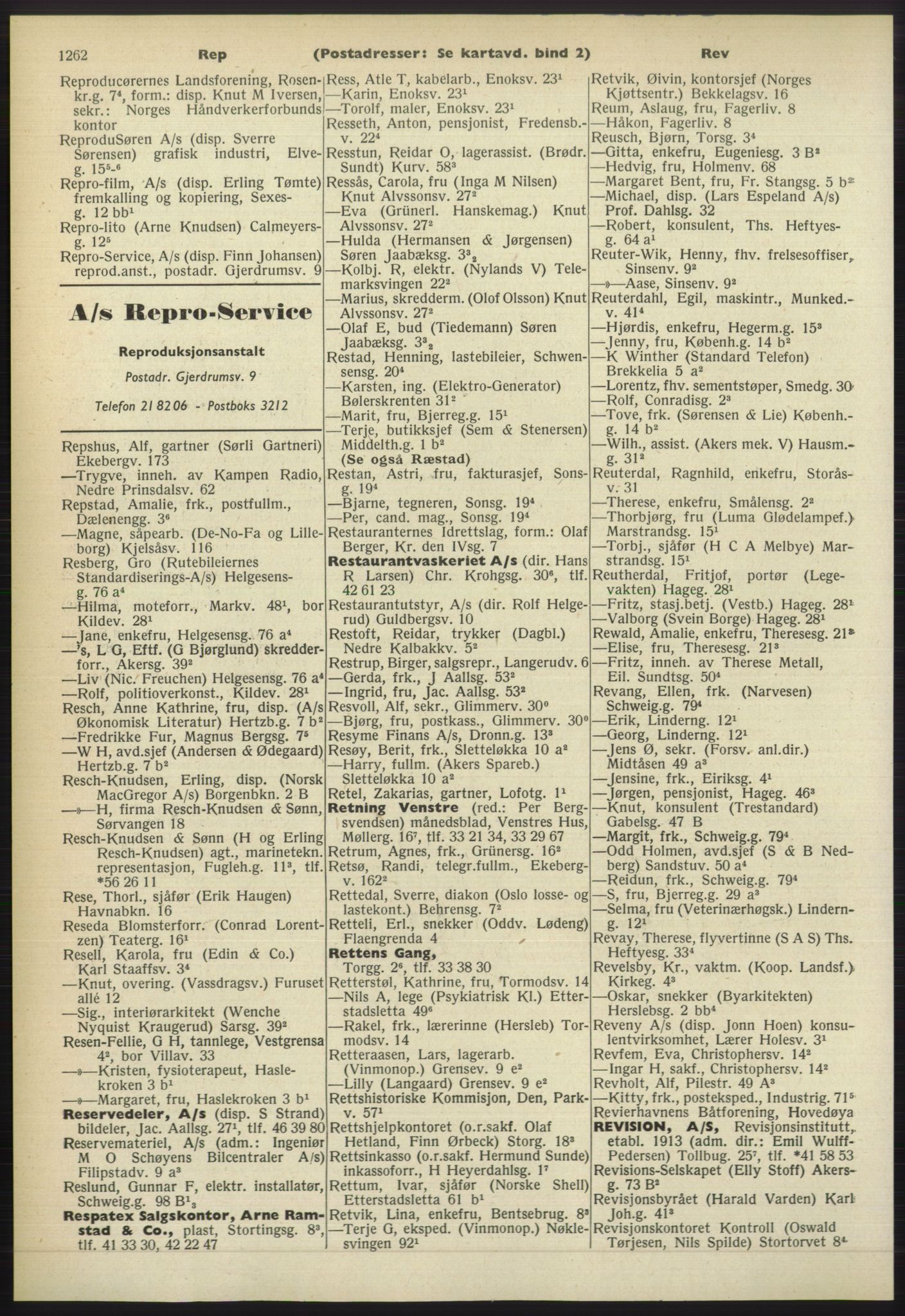 Kristiania/Oslo adressebok, PUBL/-, 1960-1961, p. 1262