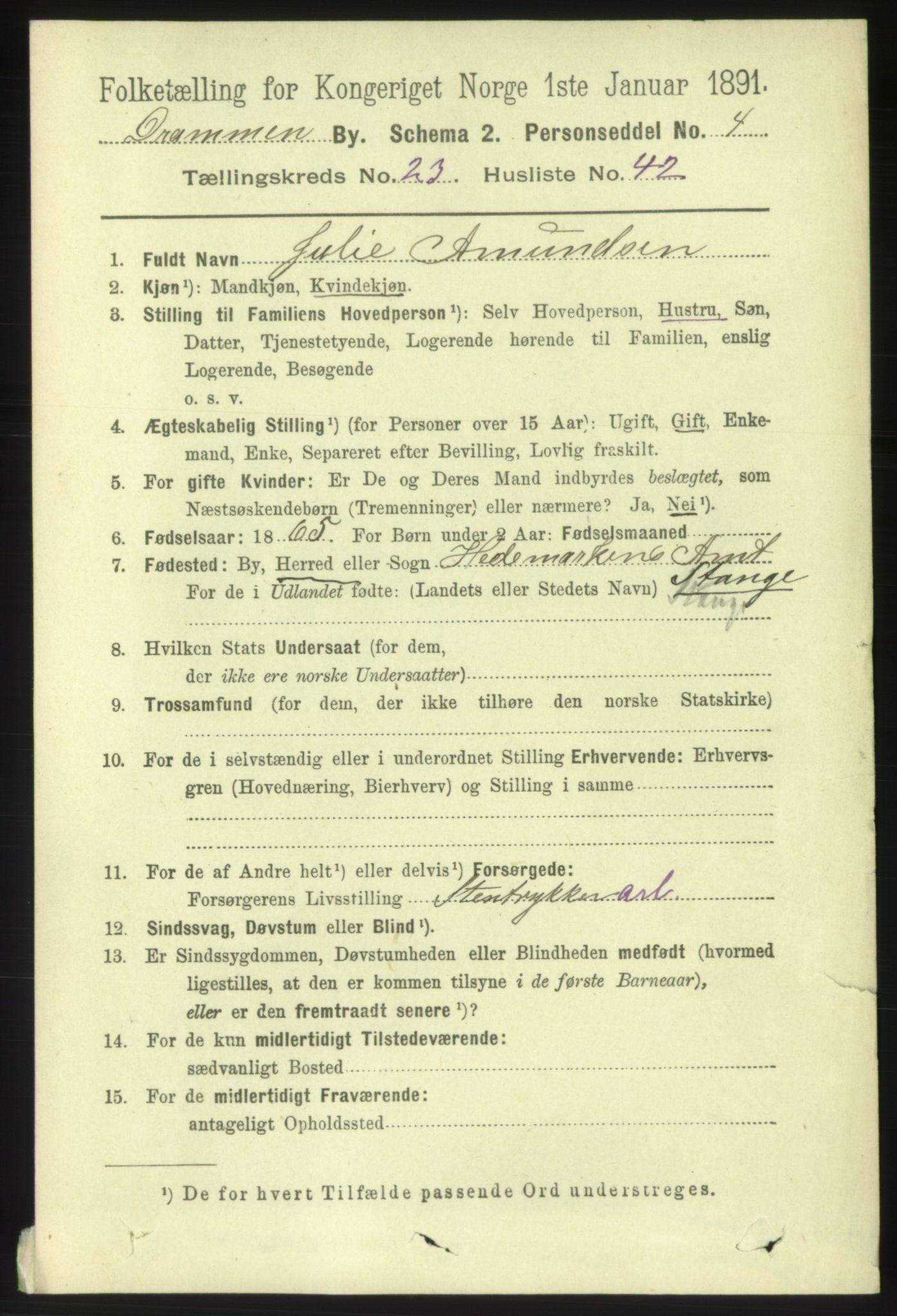 RA, 1891 census for 0602 Drammen, 1891, p. 14714