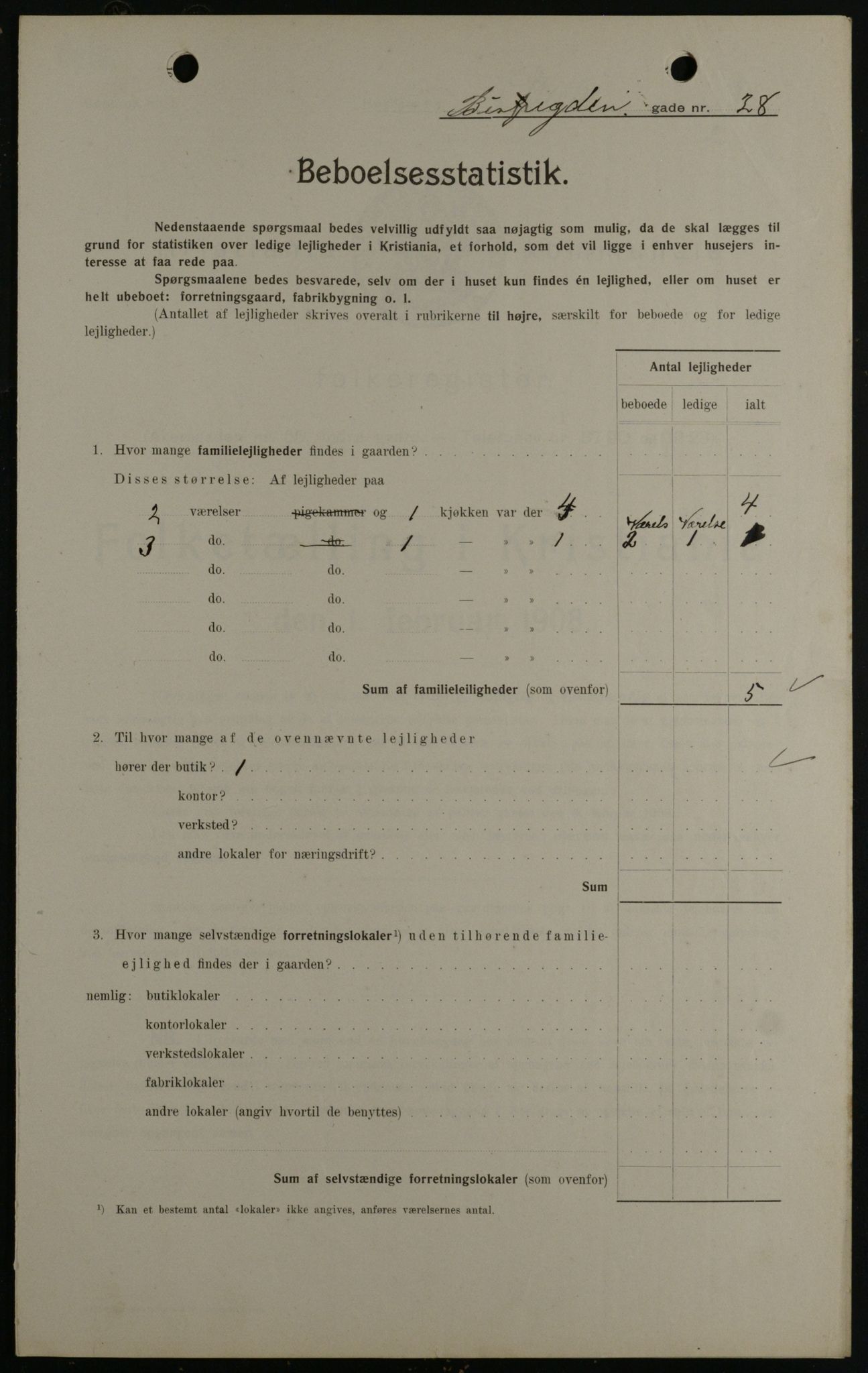 OBA, Municipal Census 1908 for Kristiania, 1908, p. 5340