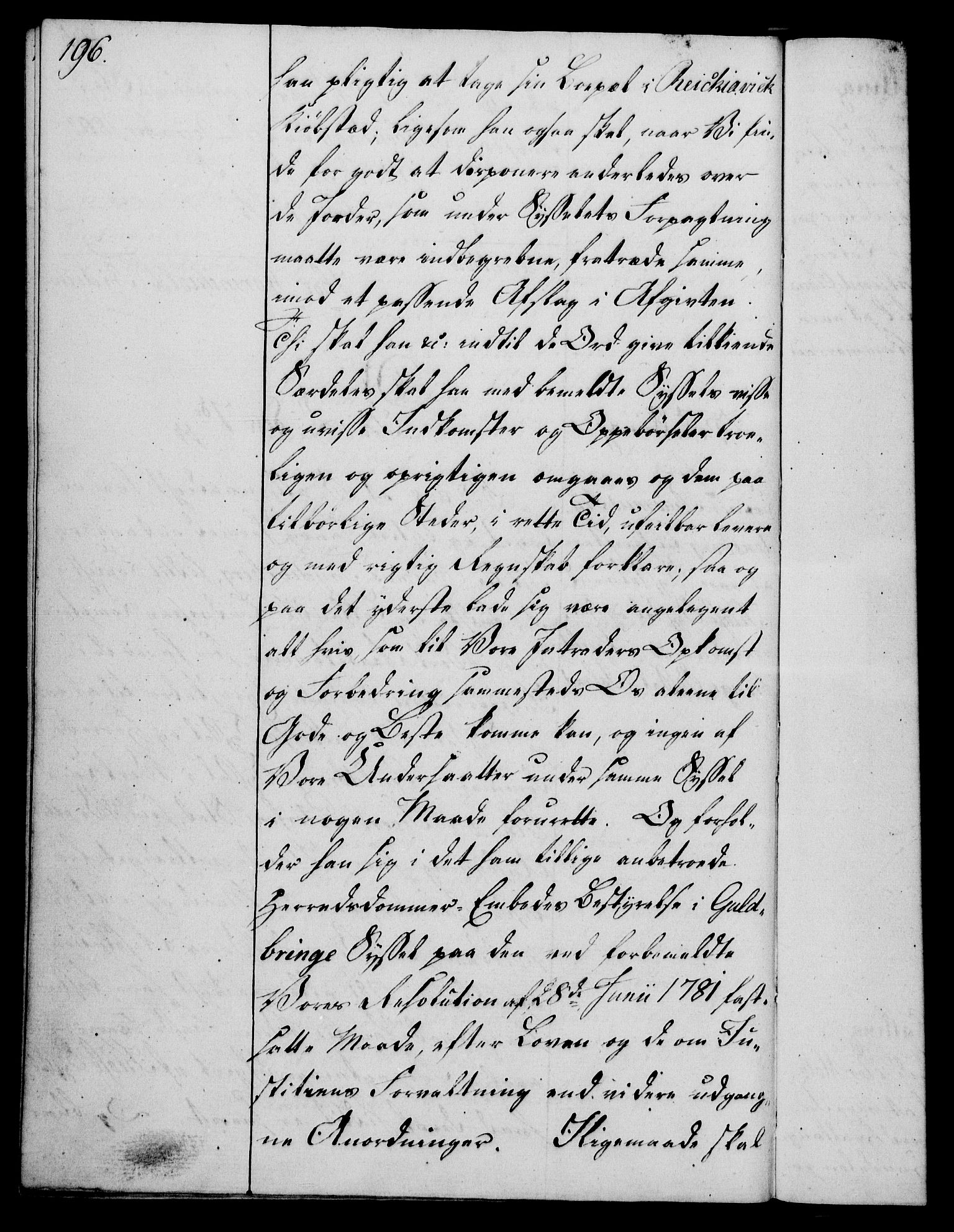 Rentekammeret, Kammerkanselliet, RA/EA-3111/G/Gg/Gge/L0006: Norsk bestallingsprotokoll med register (merket RK 53.30), 1773-1814, p. 196