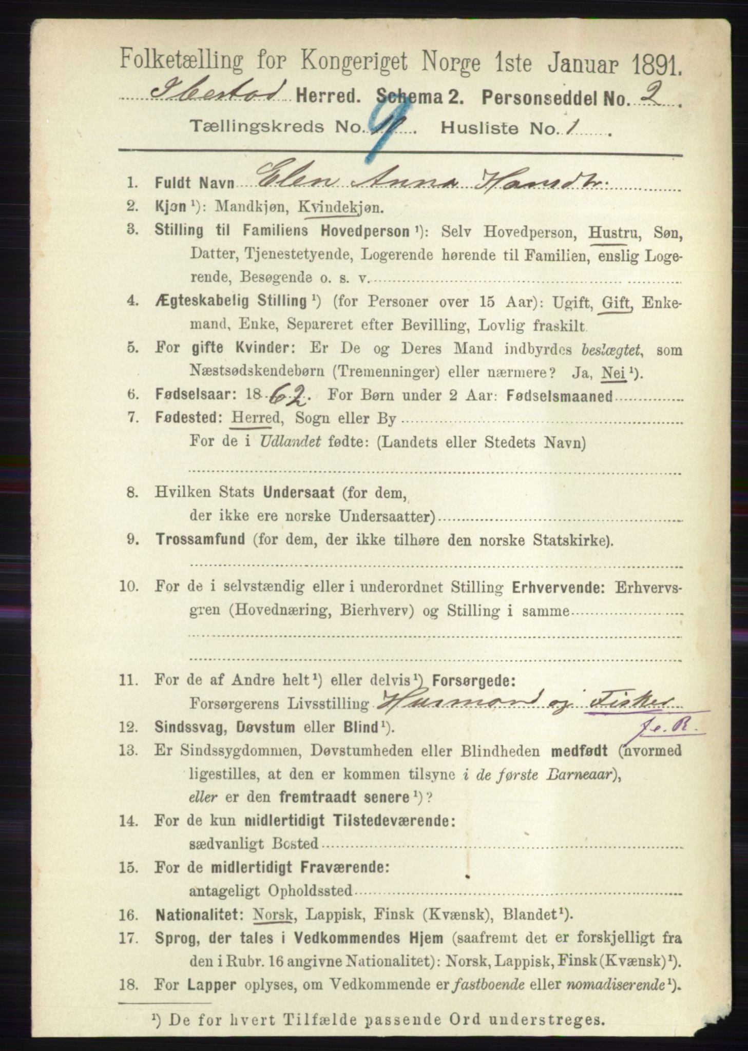 RA, 1891 census for 1917 Ibestad, 1891, p. 5977