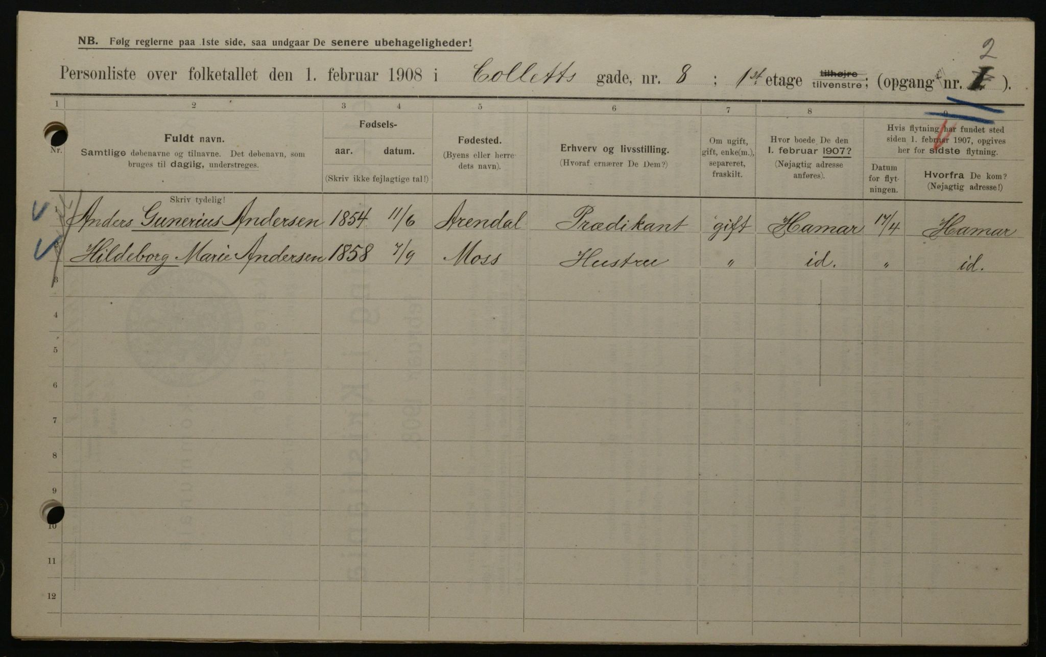 OBA, Municipal Census 1908 for Kristiania, 1908, p. 12222