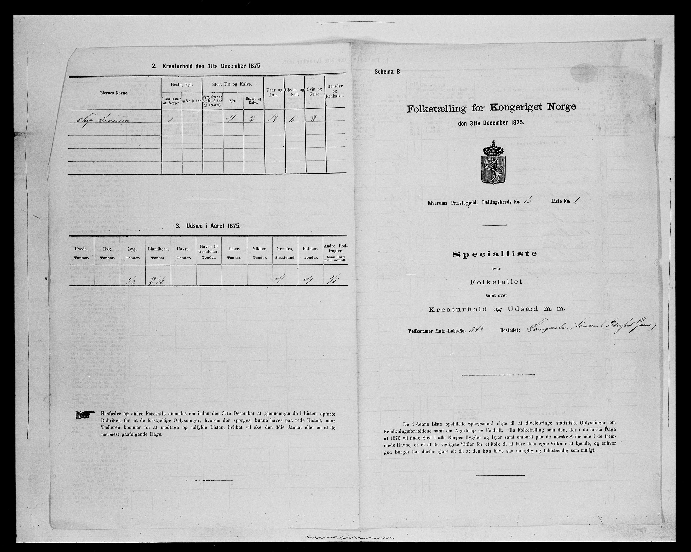 SAH, 1875 census for 0427P Elverum, 1875, p. 2490