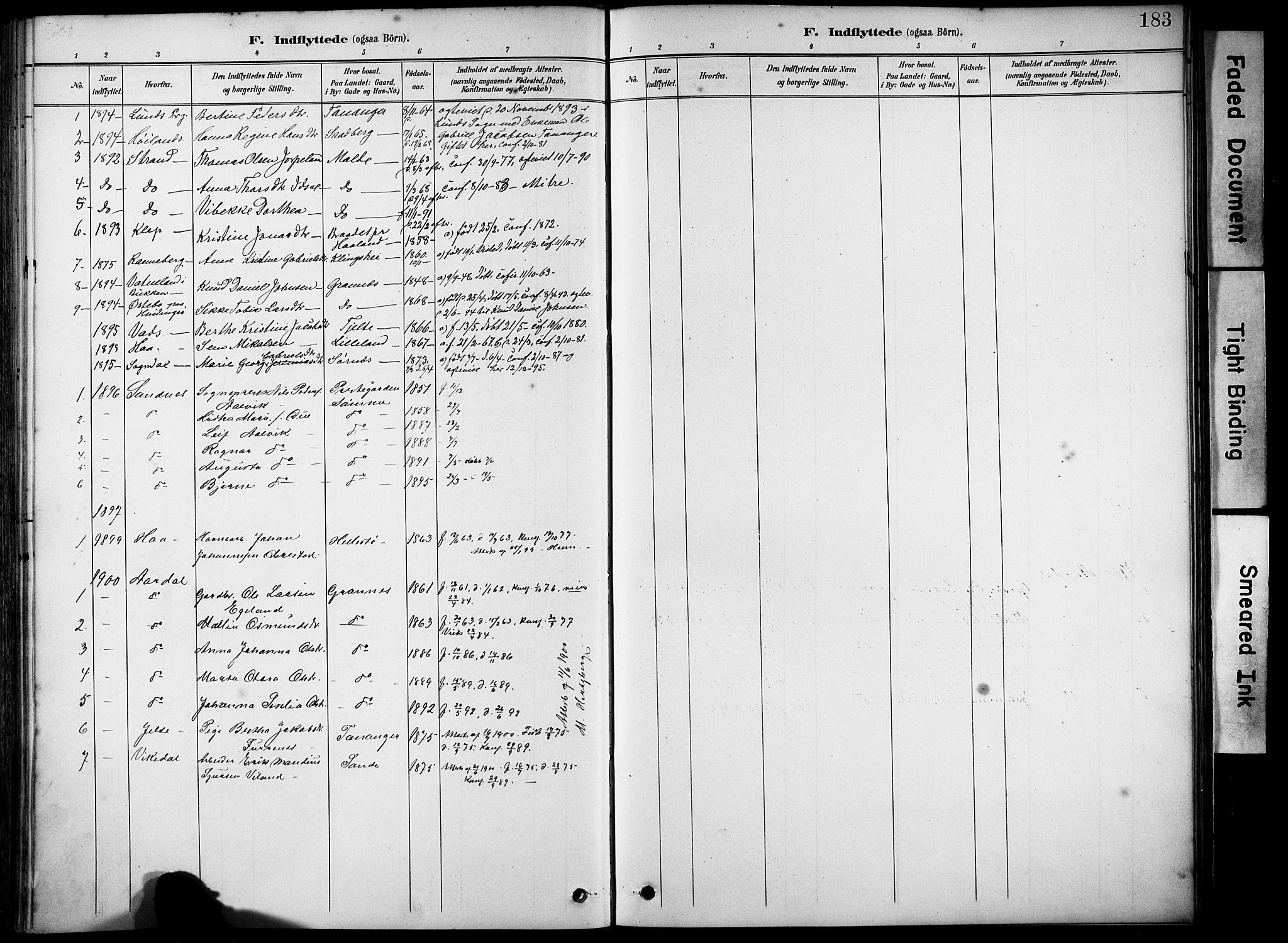 Håland sokneprestkontor, SAST/A-101802/001/30BA/L0012: Parish register (official) no. A 11, 1889-1900, p. 183
