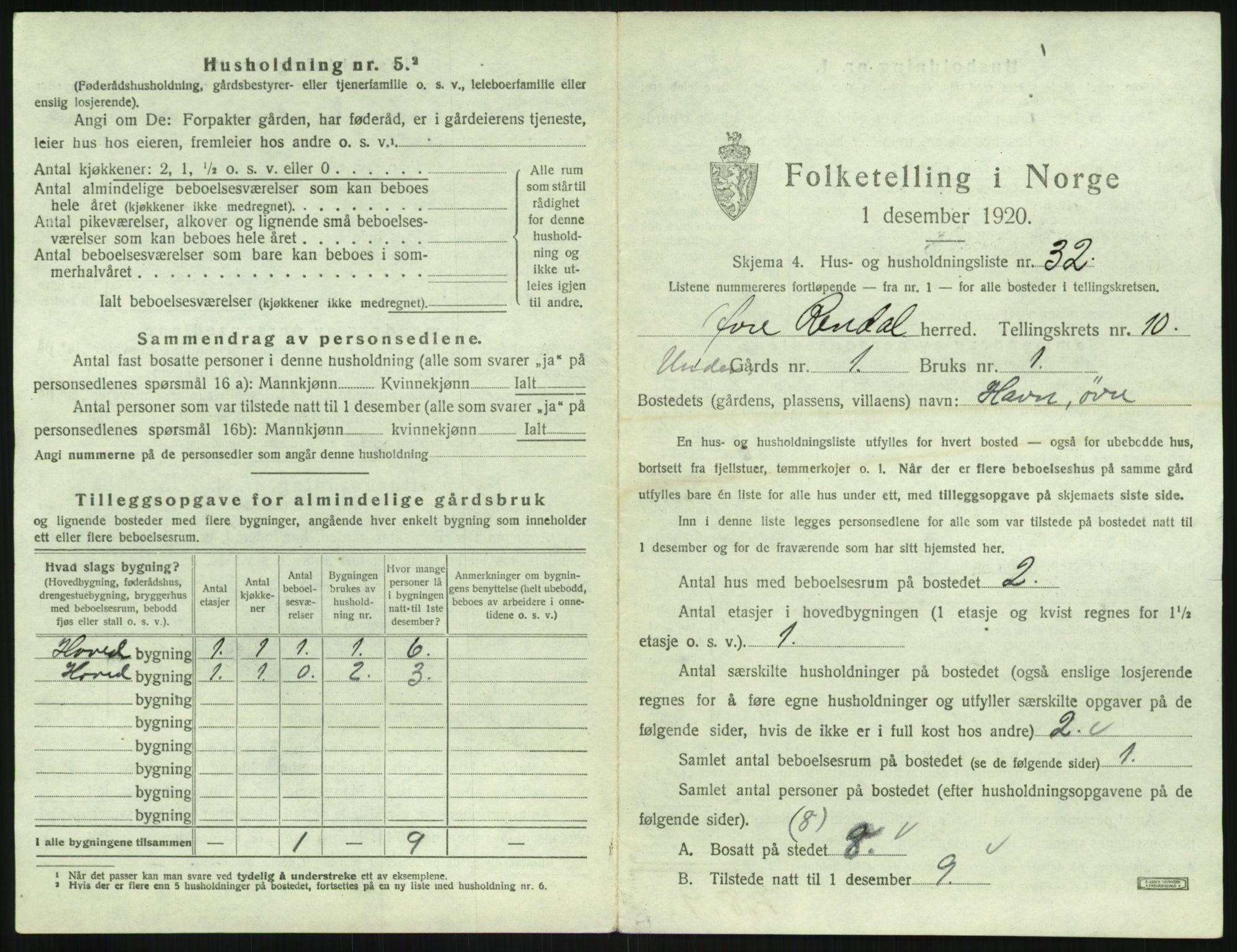 SAH, 1920 census for Øvre Rendal, 1920, p. 671