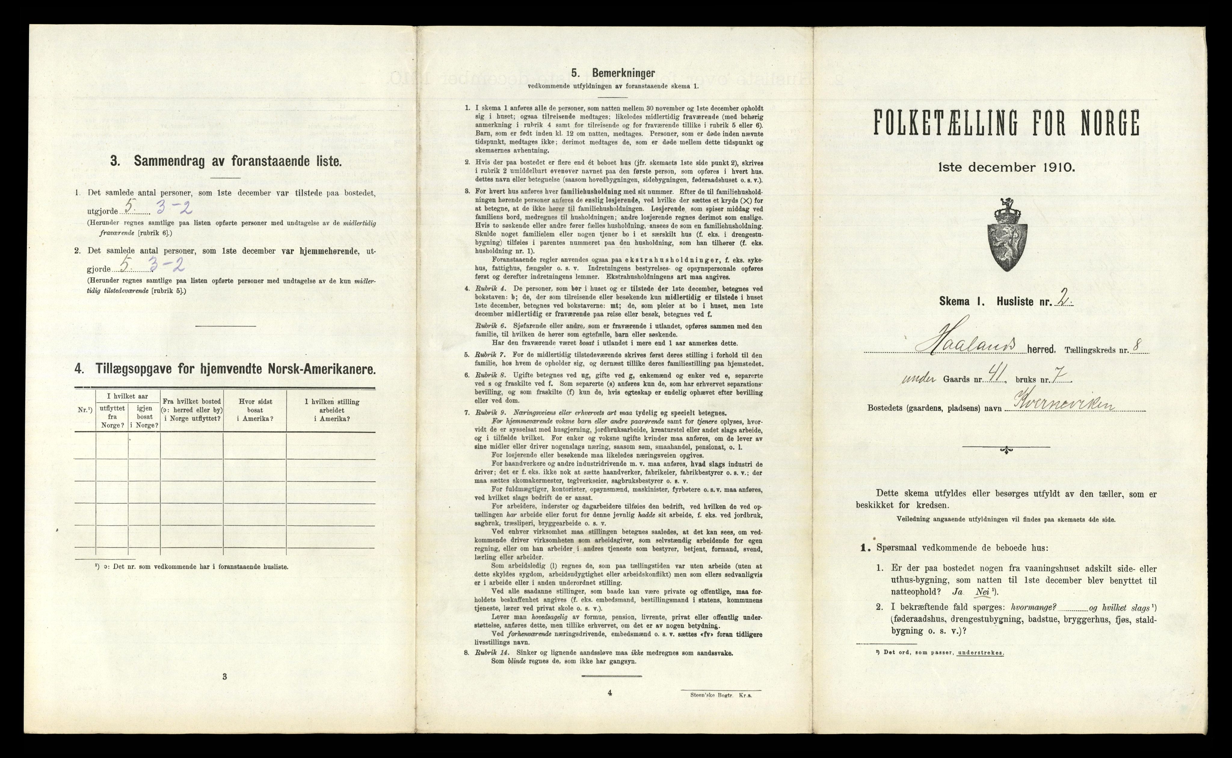 RA, 1910 census for Håland, 1910, p. 1233