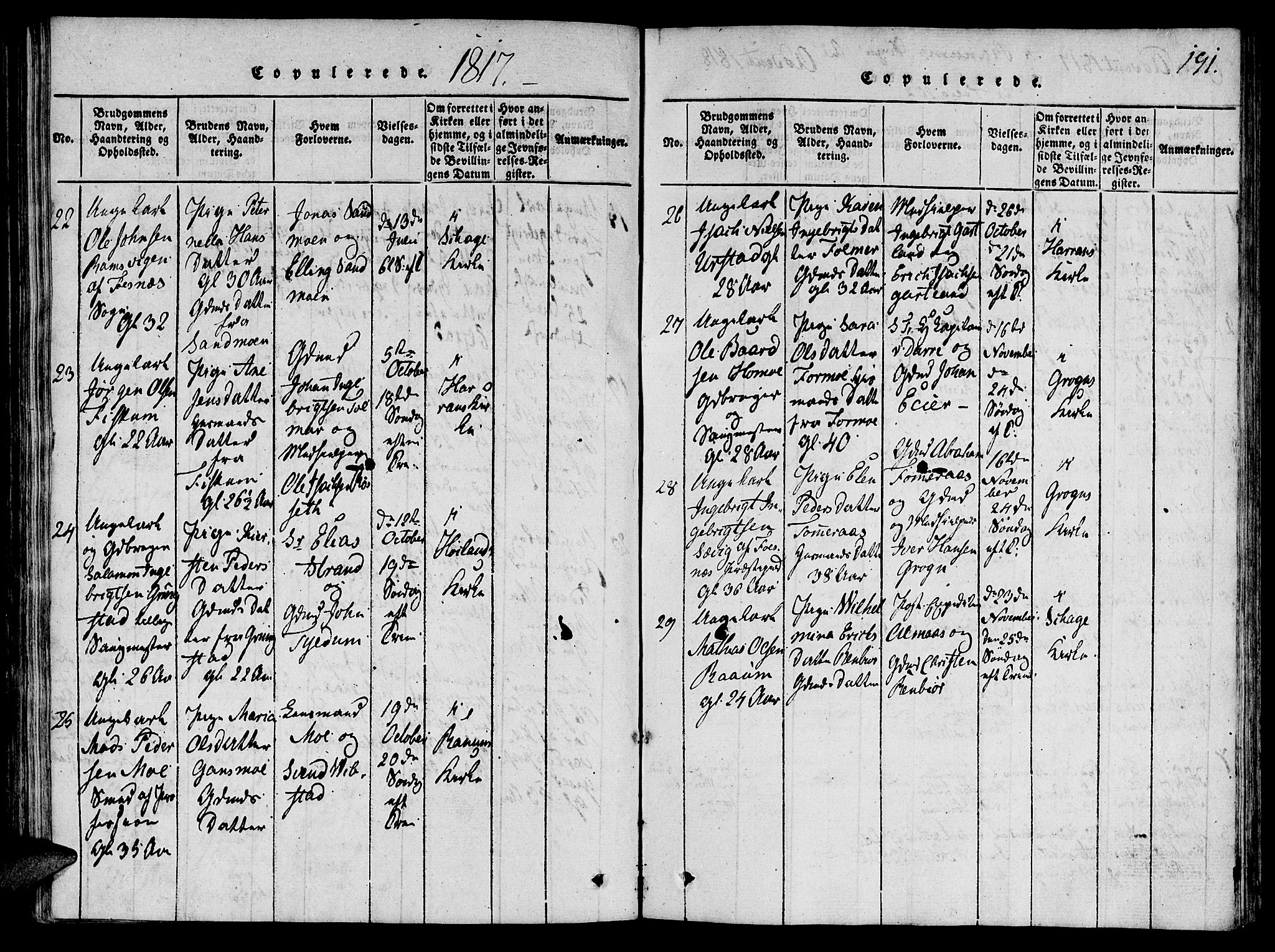 Ministerialprotokoller, klokkerbøker og fødselsregistre - Nord-Trøndelag, SAT/A-1458/764/L0546: Parish register (official) no. 764A06 /1, 1816-1823, p. 191