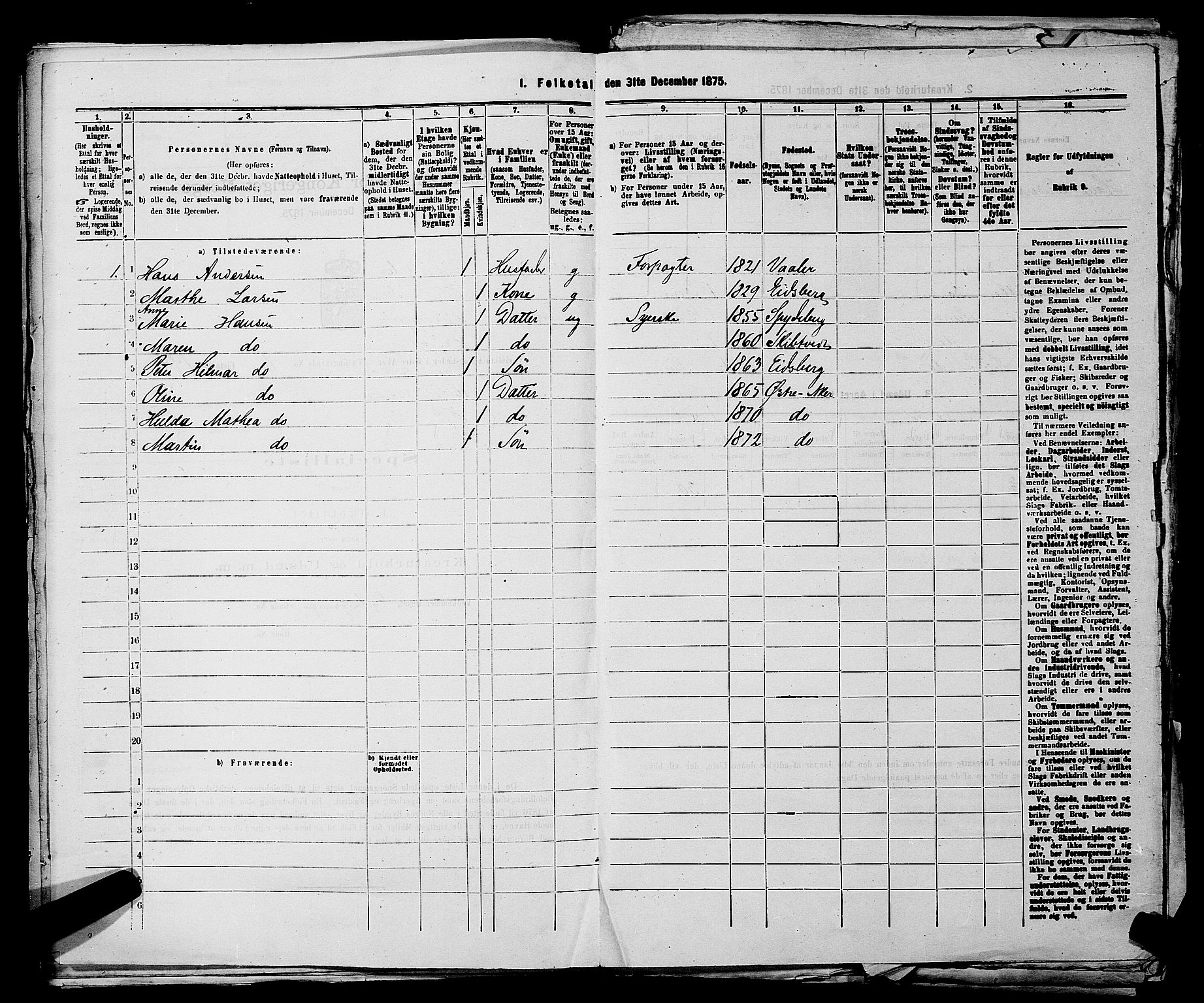 RA, 1875 census for 0218bP Østre Aker, 1875, p. 2951