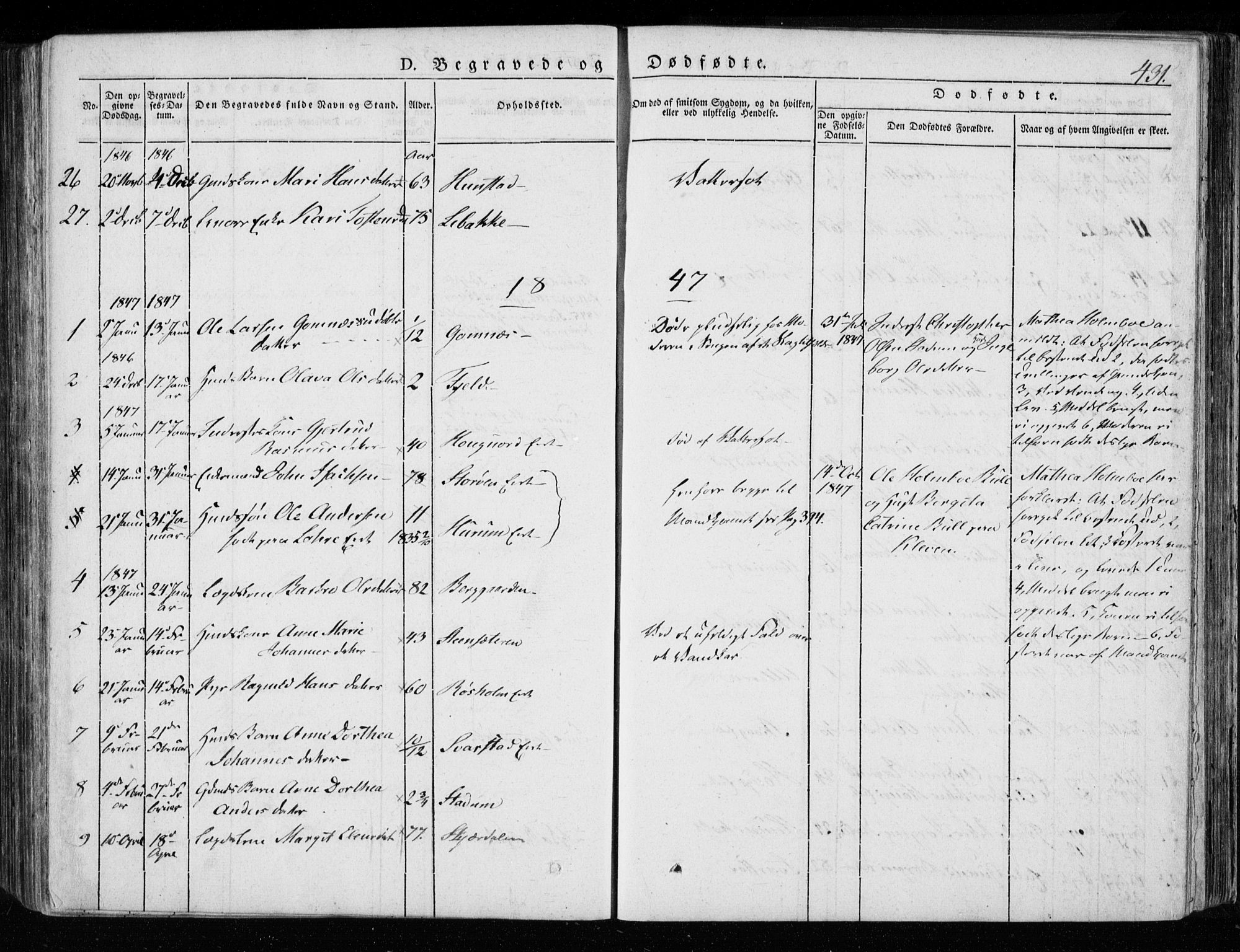Hole kirkebøker, SAKO/A-228/F/Fa/L0005: Parish register (official) no. I 5, 1833-1851, p. 431