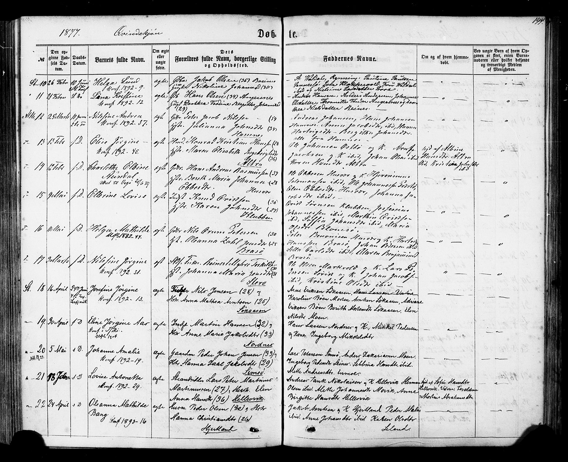 Ministerialprotokoller, klokkerbøker og fødselsregistre - Nordland, AV/SAT-A-1459/830/L0449: Parish register (official) no. 830A13, 1866-1886, p. 144