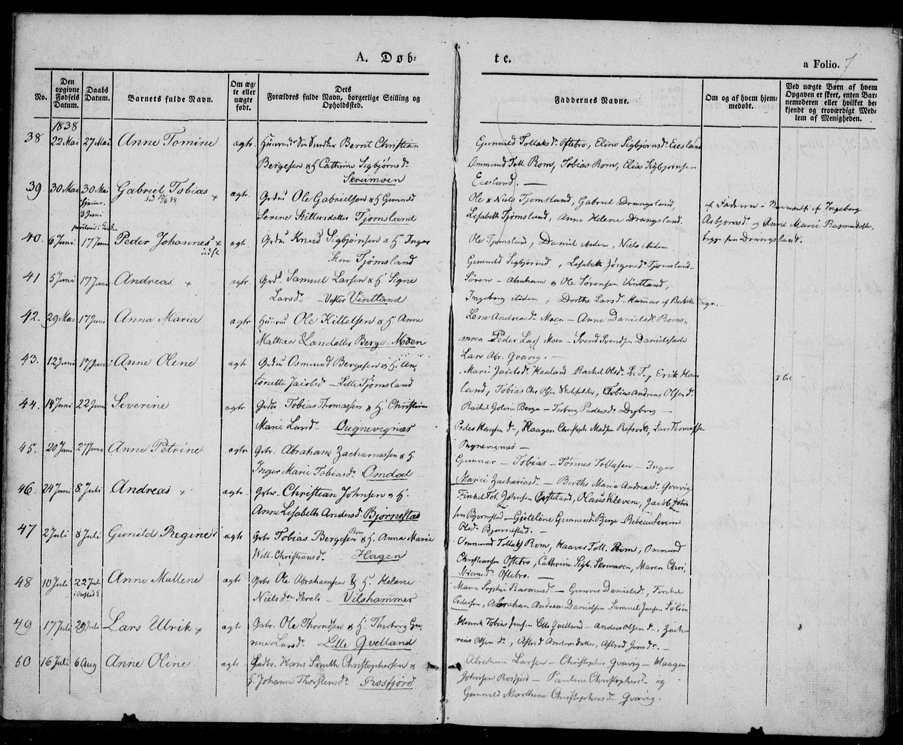 Lyngdal sokneprestkontor, AV/SAK-1111-0029/F/Fa/Fac/L0008: Parish register (official) no. A 8, 1837-1852, p. 7